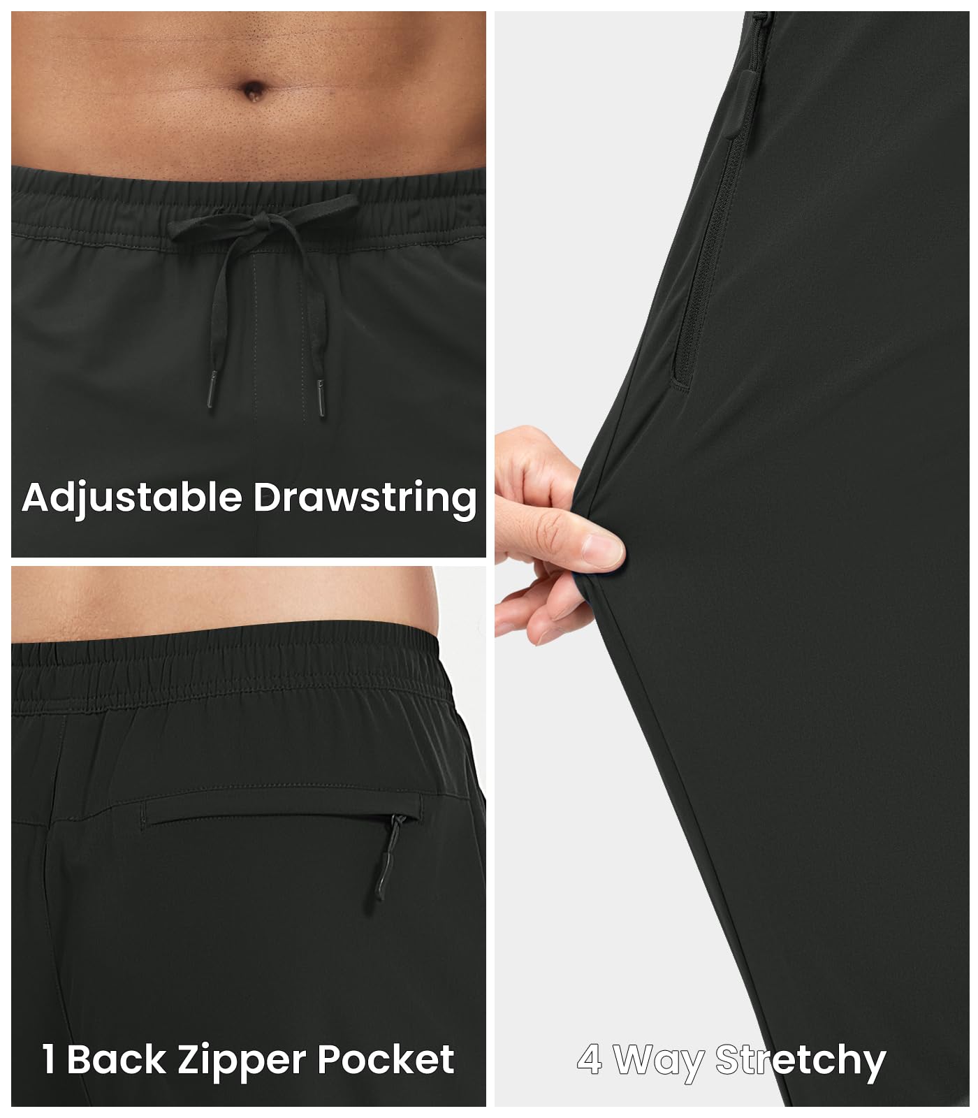 MAGNIVIT Men's Joggers with Zipper Pockets Lightweight Athletic Sweatpants Water Repellent Track Pants for Men Workout