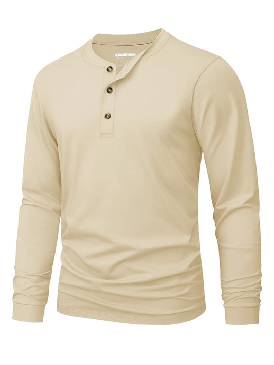 MAGNIVIT Men's Long Sleeve Henley Shirts Cotton 3-Button Spring Casual T-Shirts Solid Color Soft Basic Tops 2025