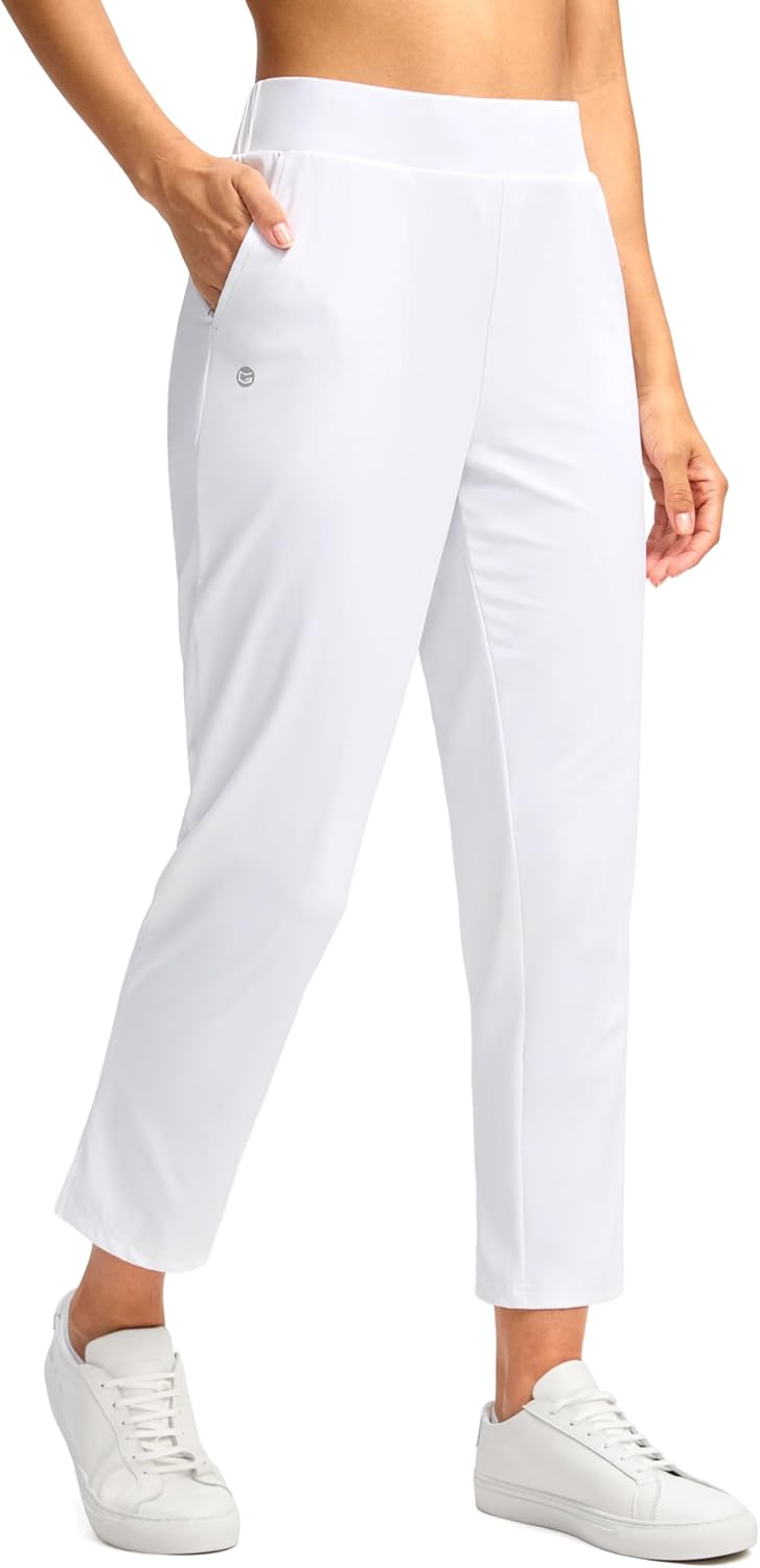 G Gradual Women's Pants Ankle 7/8 Golf Pants 3 Pockets Stretchy Petite Travel Pants Inner Drawstring for Work Business Casual