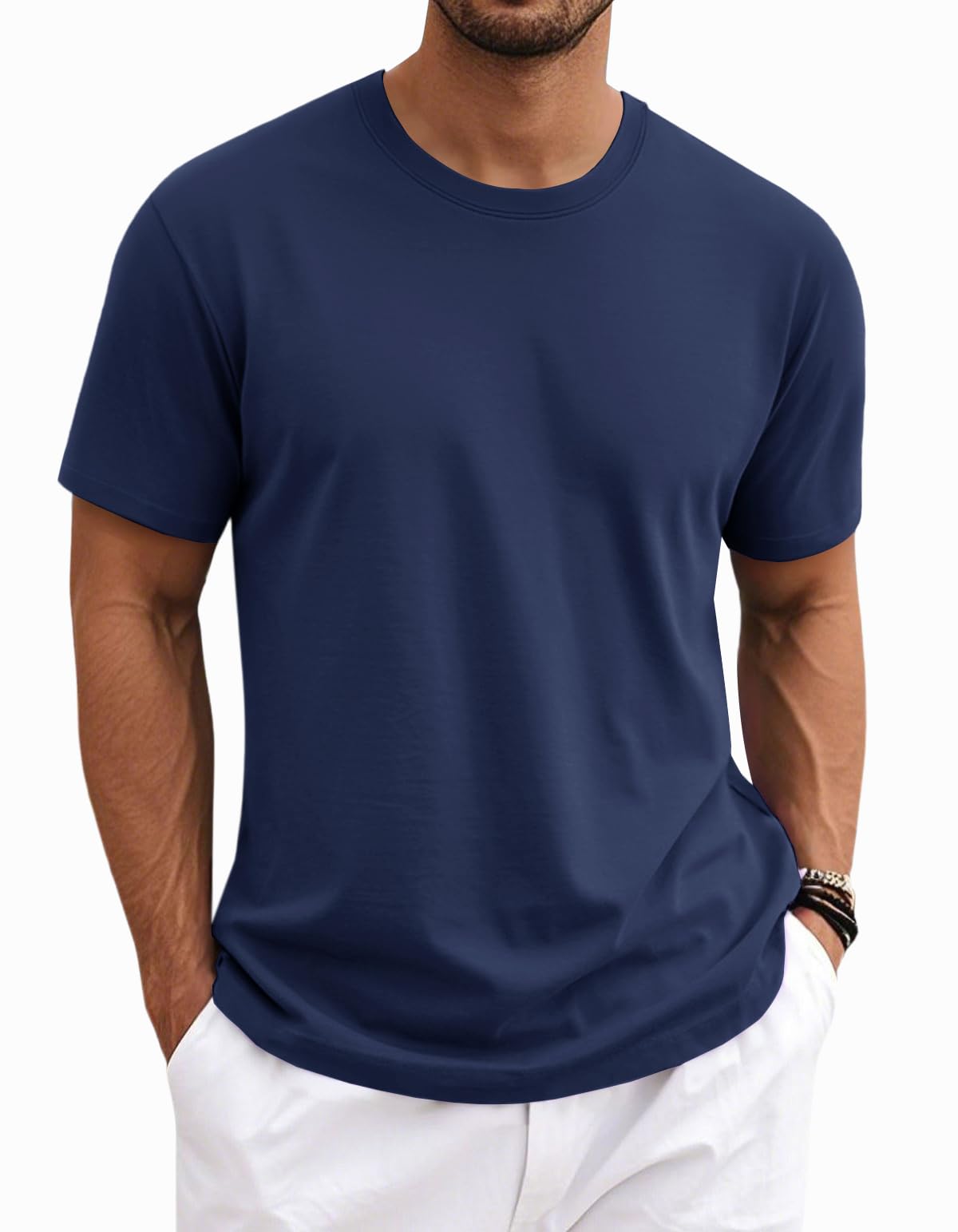 MAGNIVIT Men's Shirts Short Sleeve Cotton T-Shirt Crew Neck Light Tees Classic Basic Casual Tops Plain Soft Shirt