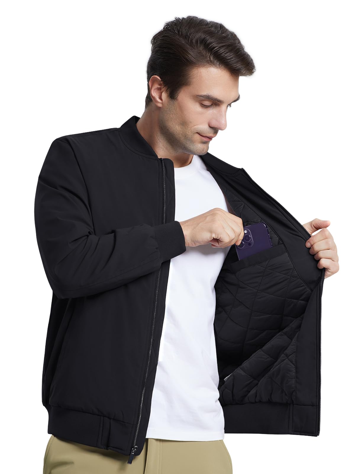 MAGNIVIT Men's Winter Bomber Jacket Windproof Warm Full Zipper Outer Wear Casual Flight Jacket Coat with Pockets