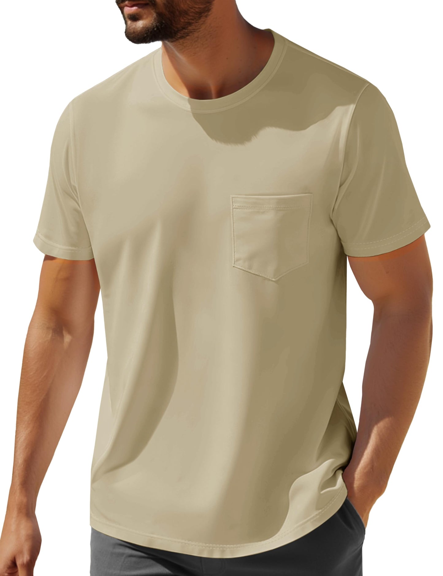 MAGNIVIT Men's Cotton Pocket Tee Shirts Soft Crew Neck Solid Color T Shirt Casual Short Sleeve Summer Basic Tops