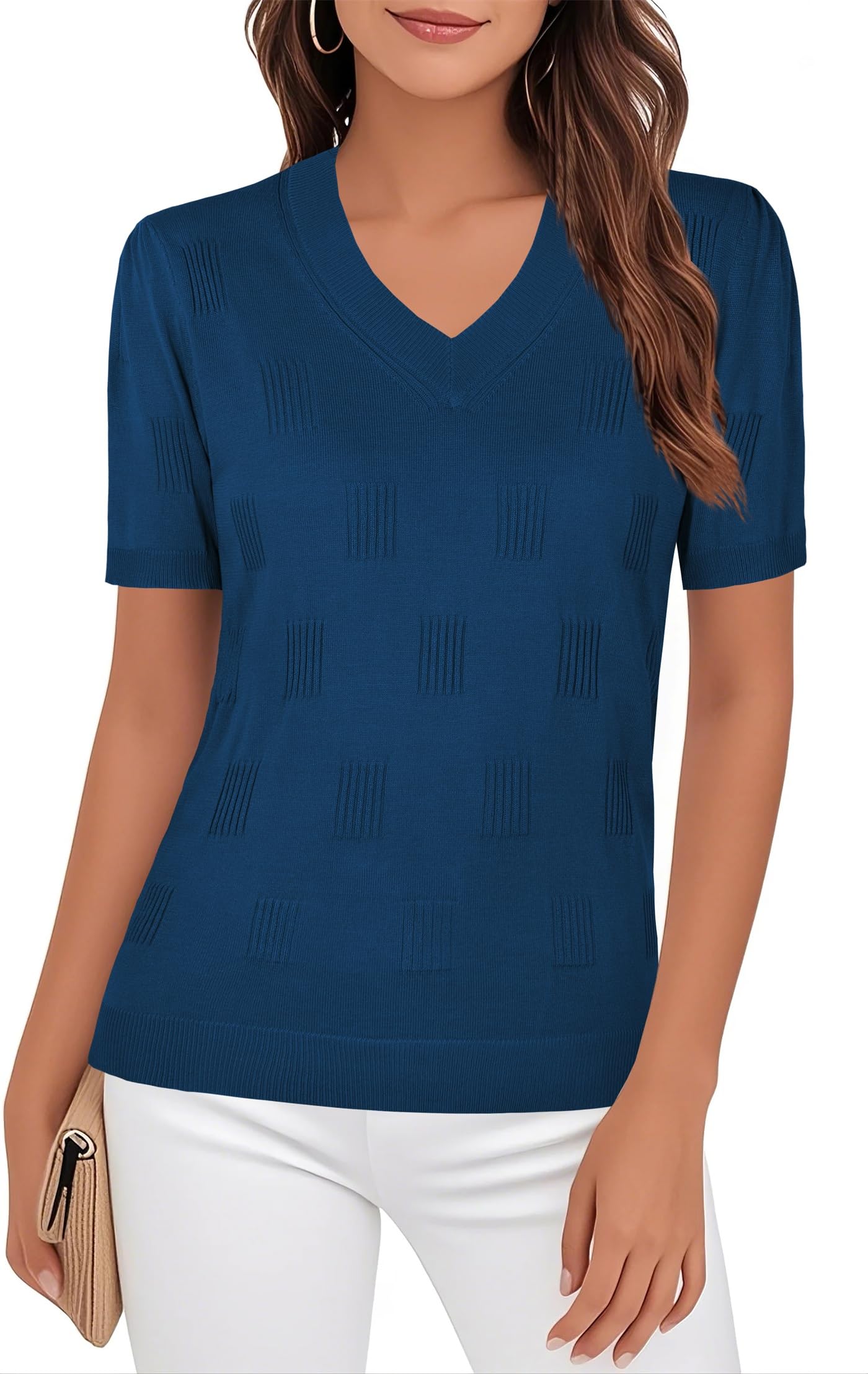 Ninedaily Women's Tops Short Sleeve Sweater Knit T-Shirts Dressy Casual Blouses