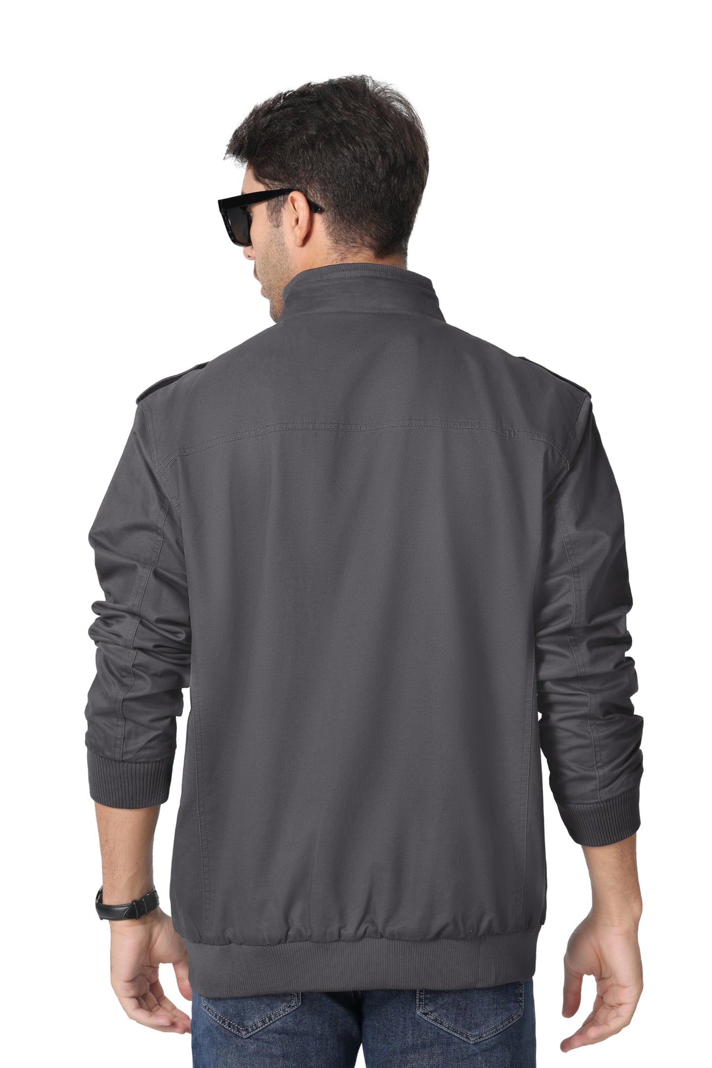 MAGNIVIT Men's Military Lightweight Army Windbreaker Cargo Jacket With Stand Collar, Zip Front, 7 Pockets - Cotton