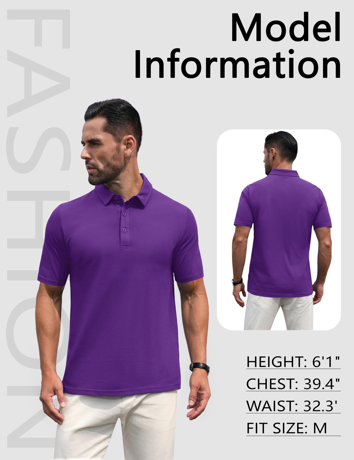 MAGNIVIT Mens Polo Shirts Short Sleeve Athletic Golf Shirts Moisture Wicking 3-Button Casual Cotton Collared Shirt