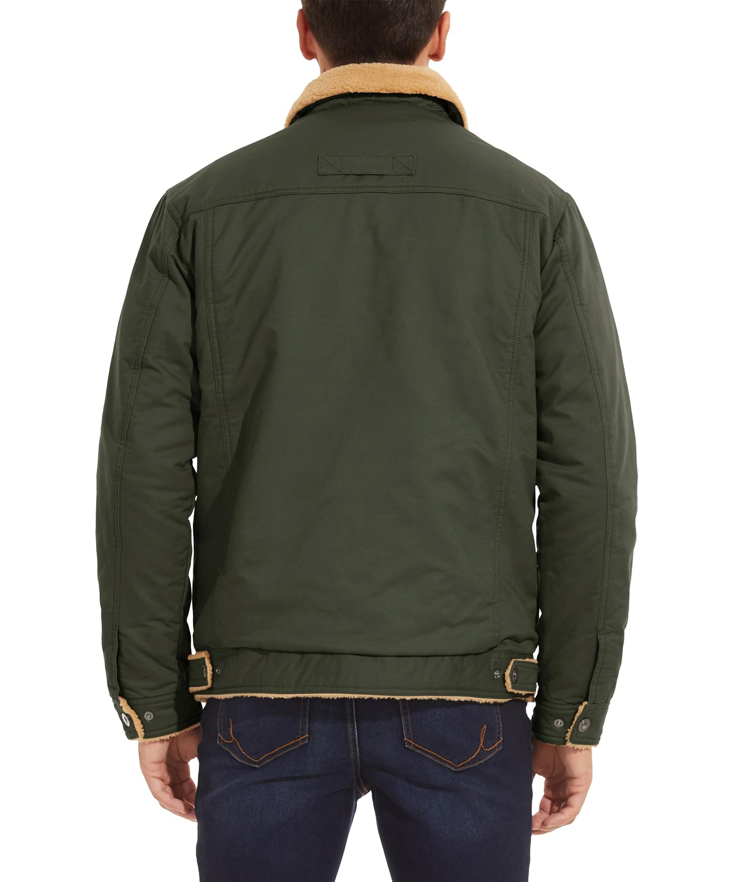 MAGNIVIT Men's Cotton Cargo Jacket Winter Sherpa Fleece Lined Work Jacket Coats with 5 Pockets