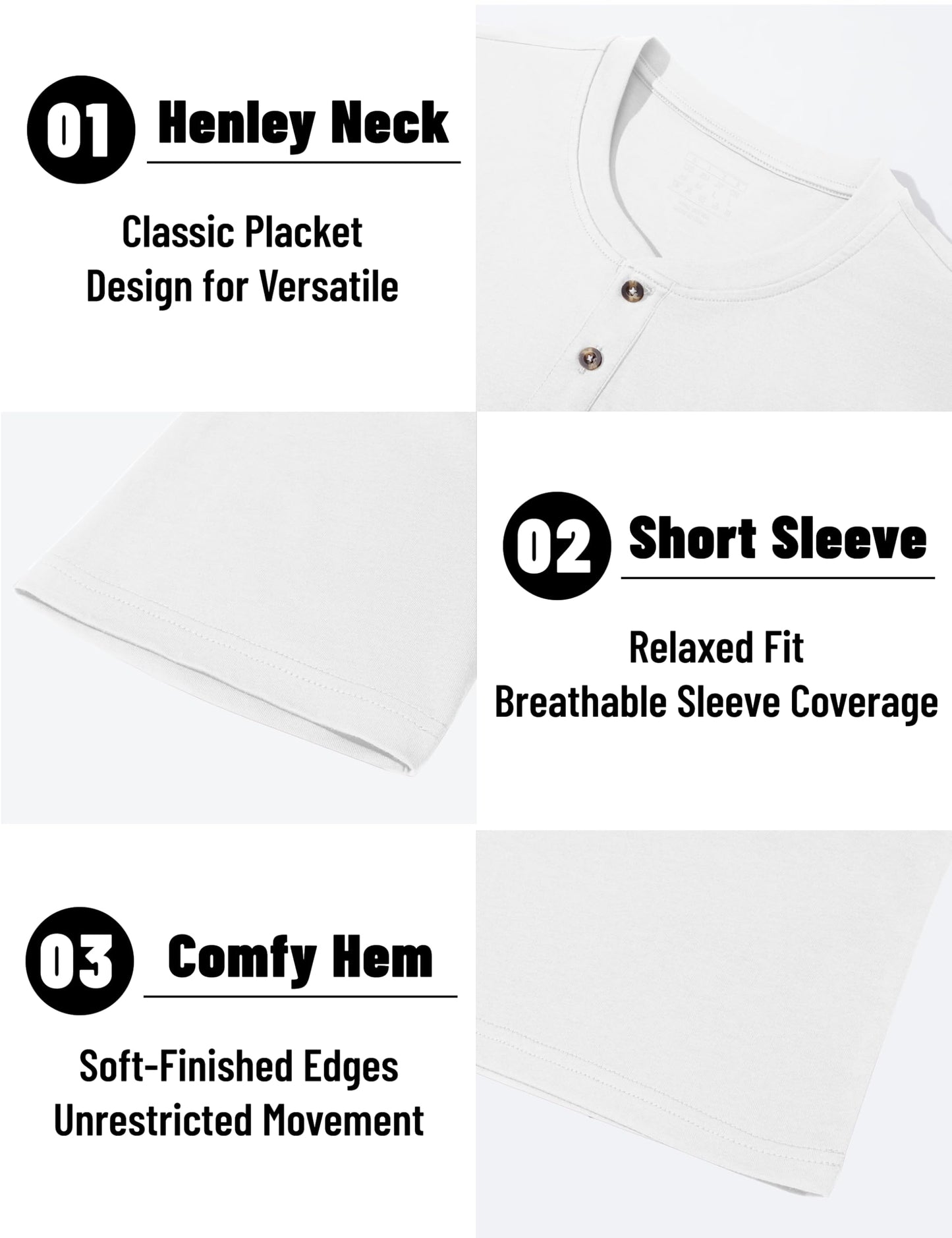 MAGNIVIT Mens Henley Shirts Short Sleeve Cotton Casual Summer Basic T-Shirts 3 Button Solid Collarless Shirts for Work