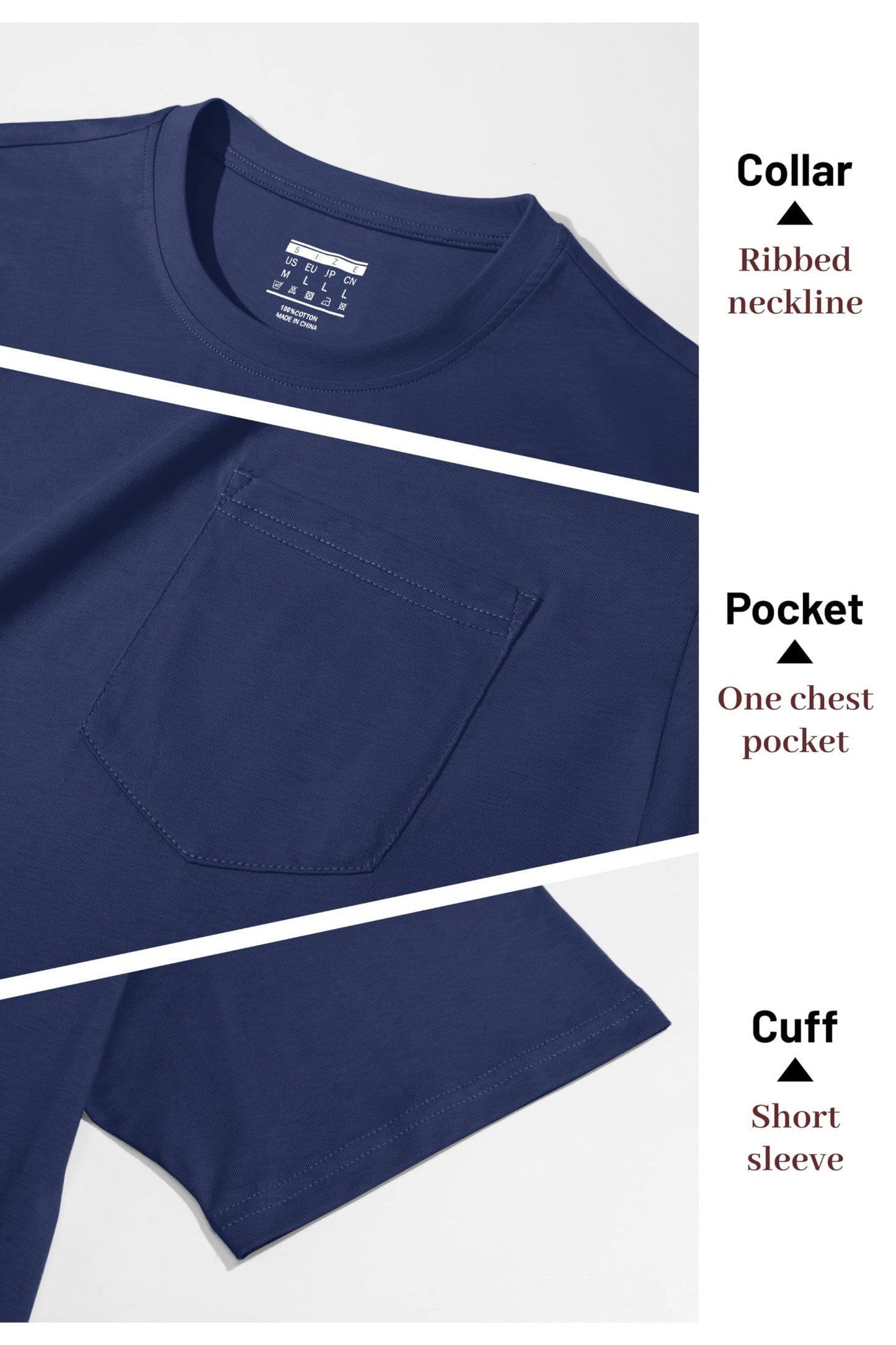 MAGNIVIT Men's Cotton Pocket Tee Shirts Soft Crew Neck Solid Color T Shirt Casual Short Sleeve Summer Basic Tops