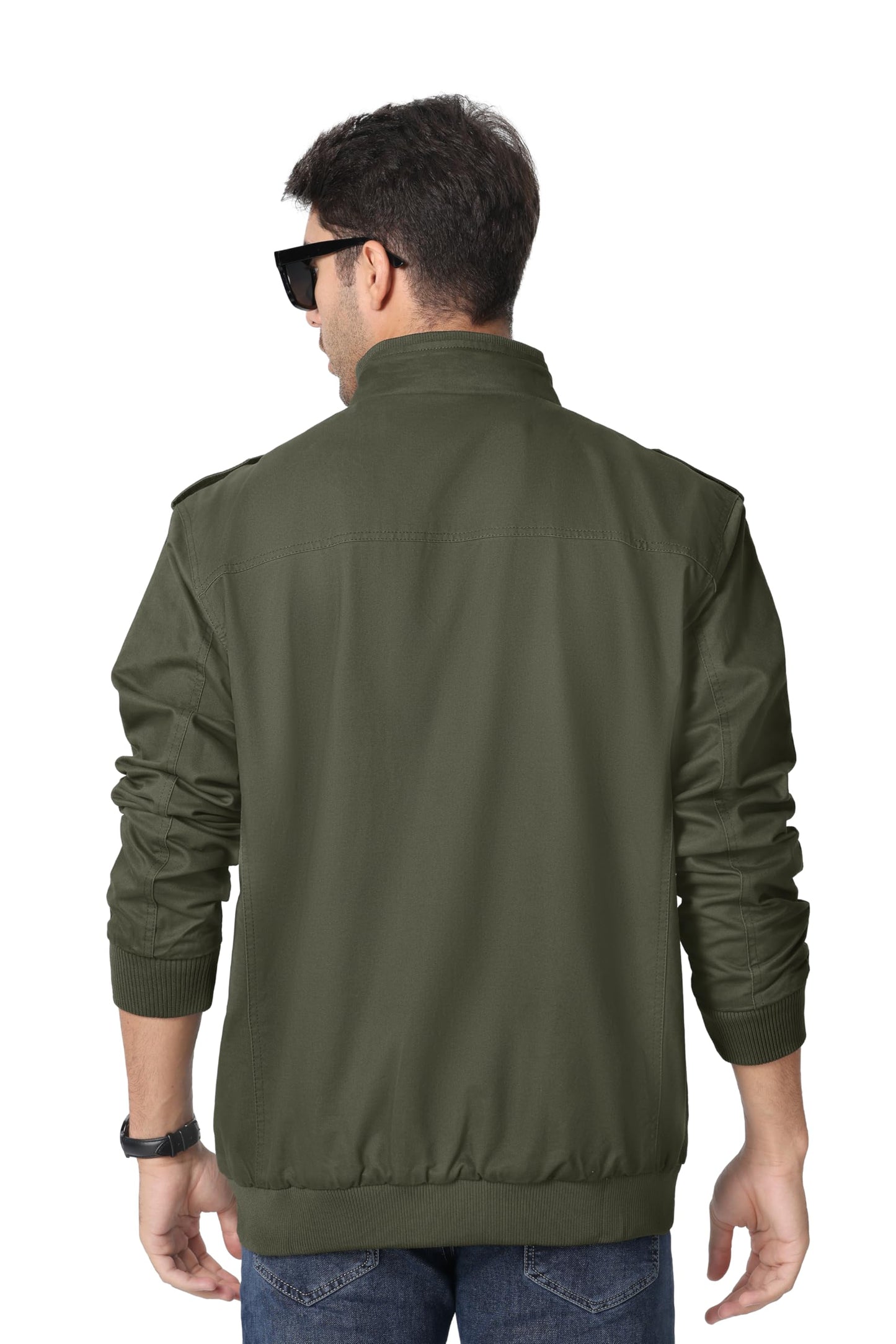 MAGNIVIT Men's Military Lightweight Army Windbreaker Cargo Jacket With Stand Collar, Zip Front, 7 Pockets - Cotton