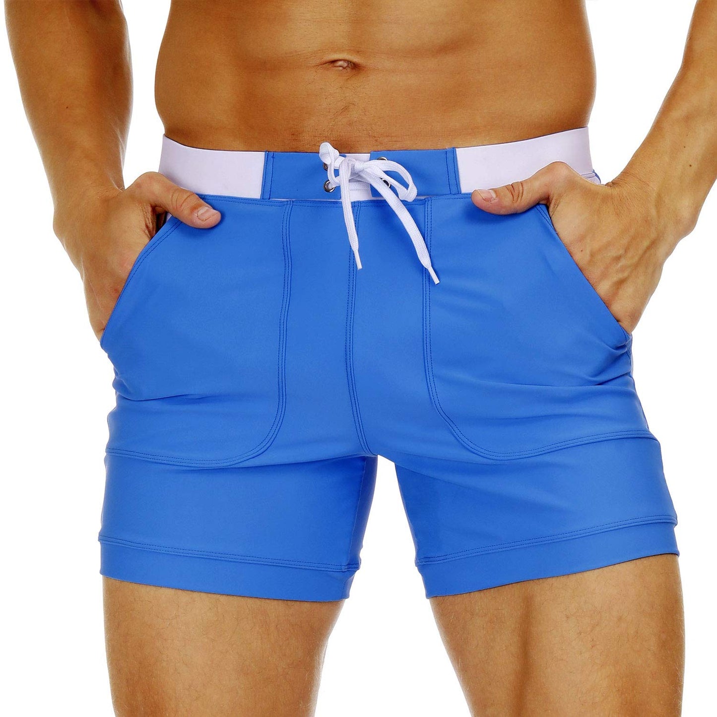 MAGNIVIT Men's Swimwear Swimsuits Solid Basic Long Swim Sport Trunks Board Shorts with Pockets