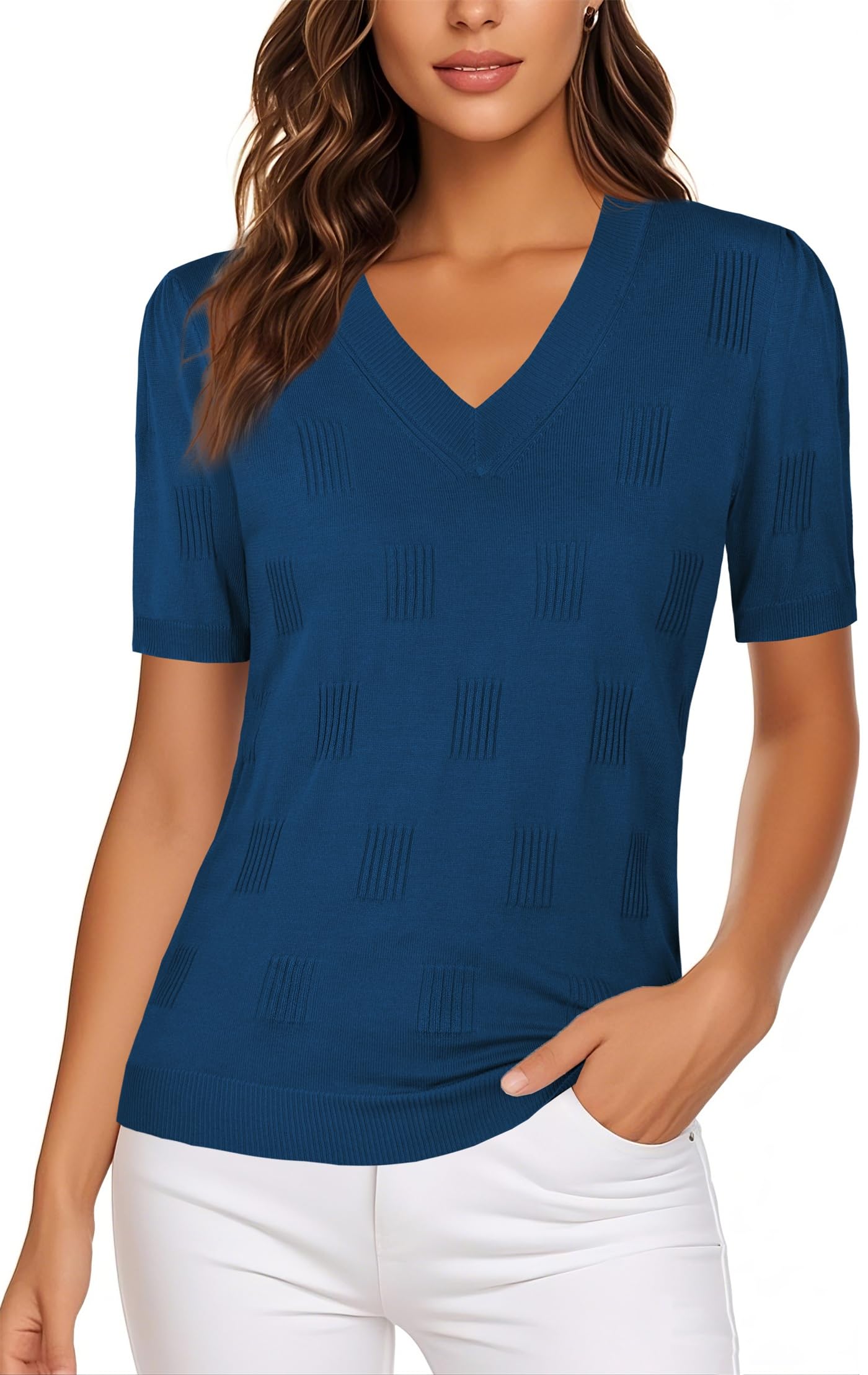 Ninedaily Women's Tops Short Sleeve Sweater Knit T-Shirts Dressy Casual Blouses