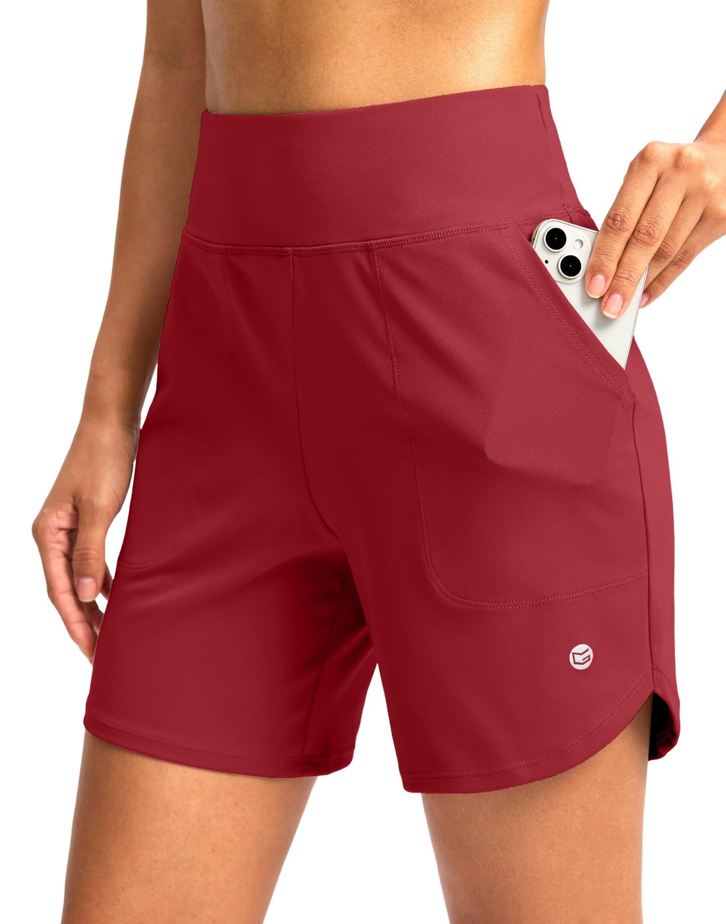 G Gradual Women's Athletic Shorts 6" High Waisted Stretchy Bermuda Shorts for Women Quick Dry Summer Casual Shorts