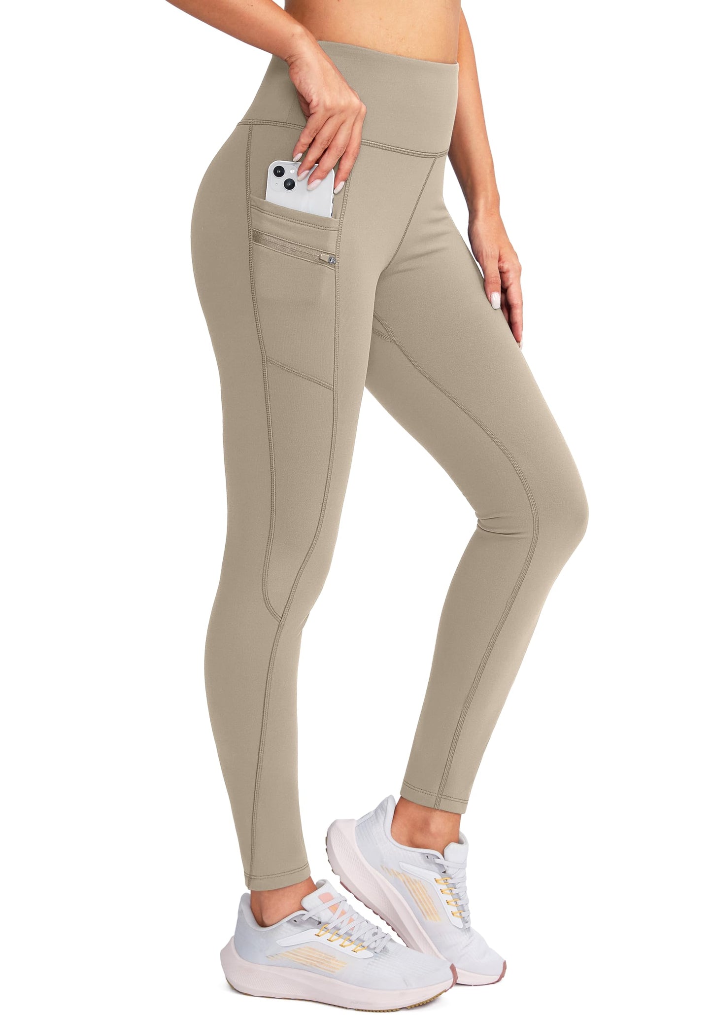G Gradual Women's Fleece Lined Winter Leggings with Pockets Water Resistant High Waisted Thermal Warm Pants Running Hiking
