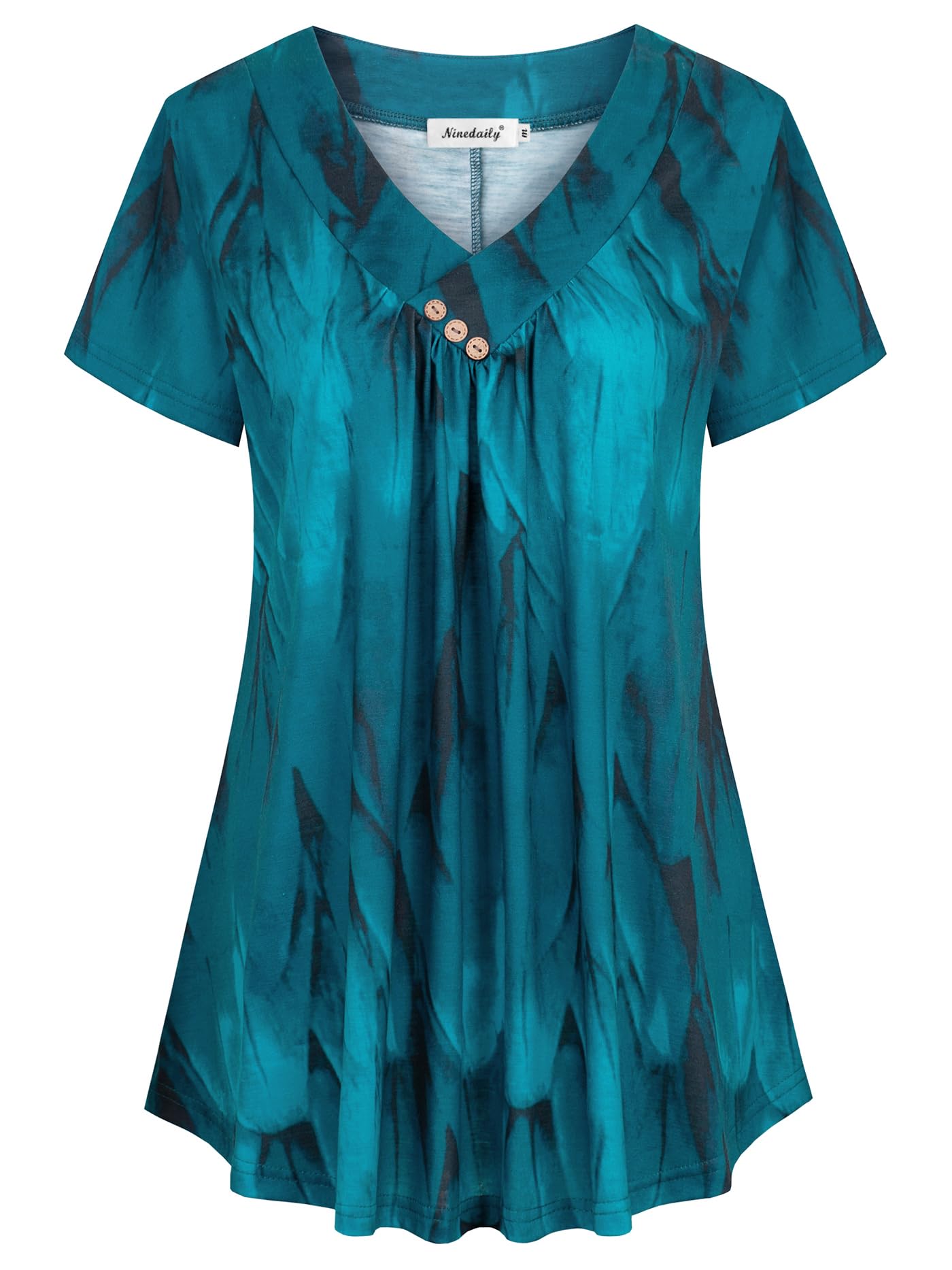 Ninedaily Women's Tunic Summer Short Sleeve Top Loose V Neck Dressy Shirt Blouse
