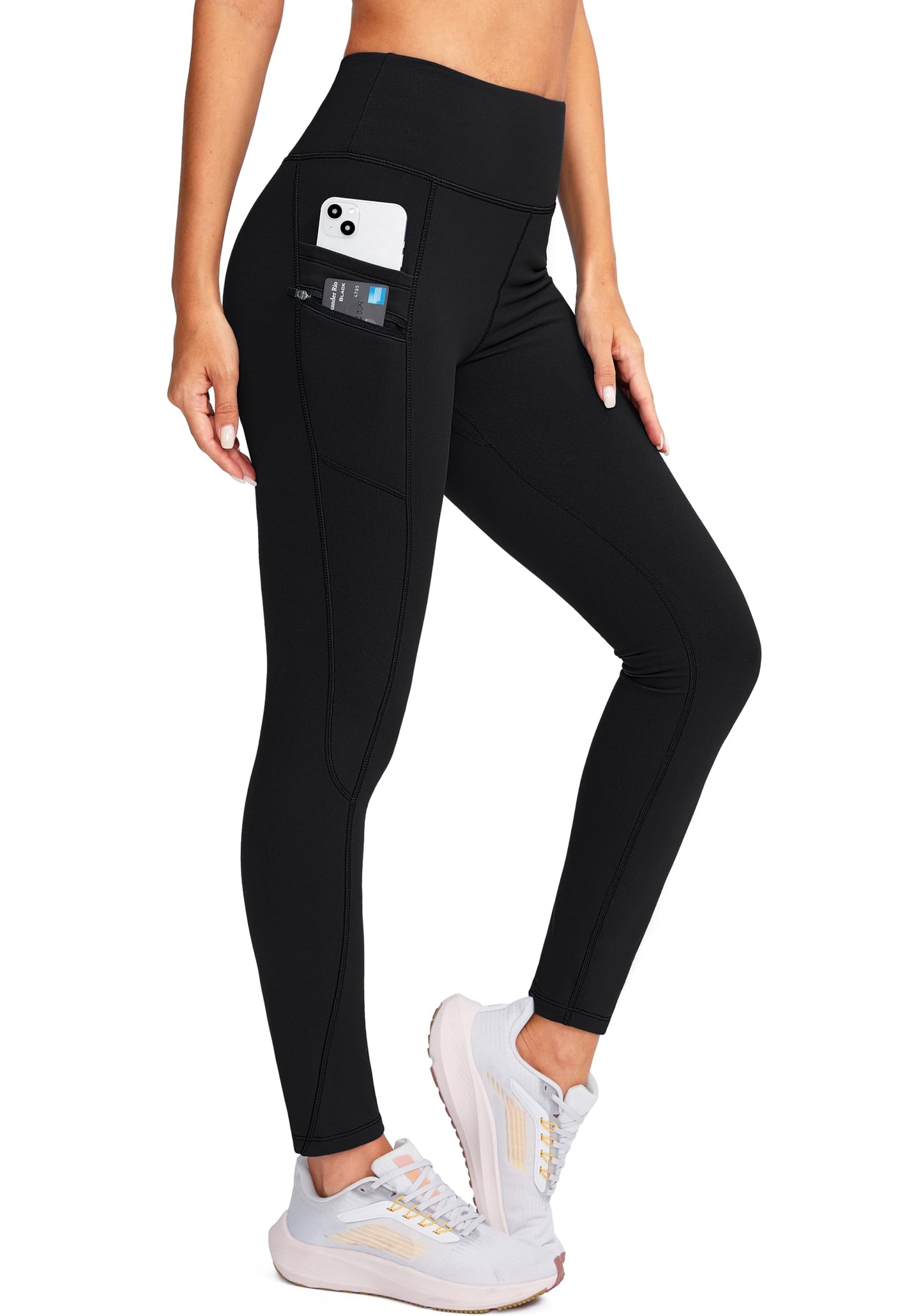 G Gradual Women's Fleece Lined Winter Leggings with Pockets Water Resistant High Waisted Thermal Warm Pants Running Hiking