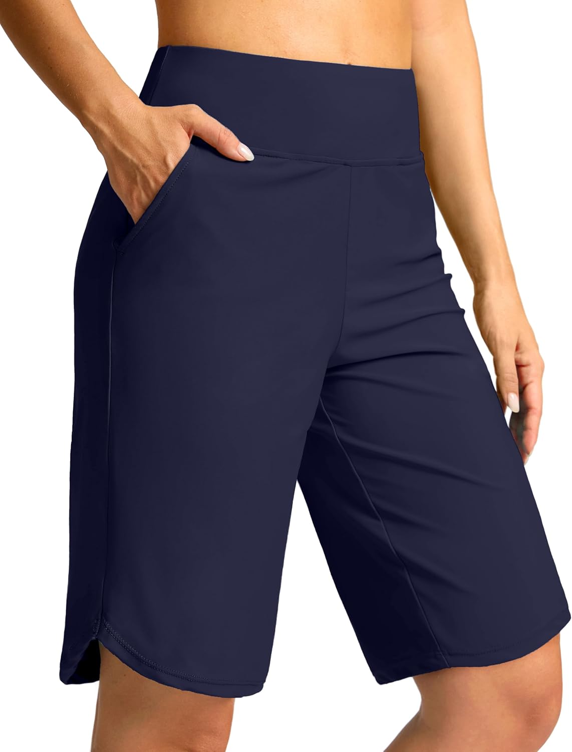 G Gradual Women's High Waisted Swim Board Shorts 11" Knee Length Beach Swimming Long Shorts for Women with Pockets Liner