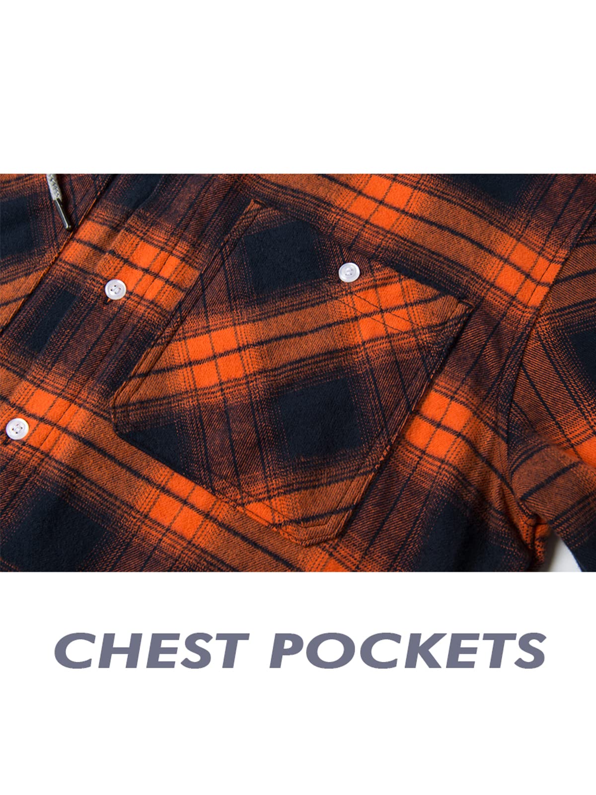 MAGNIVIT Mens Classic Plaid Long Sleeve Hooded Shirts Multi Pockets Thin Cotton Light Jacket Relaxed Fit Casual Outwear