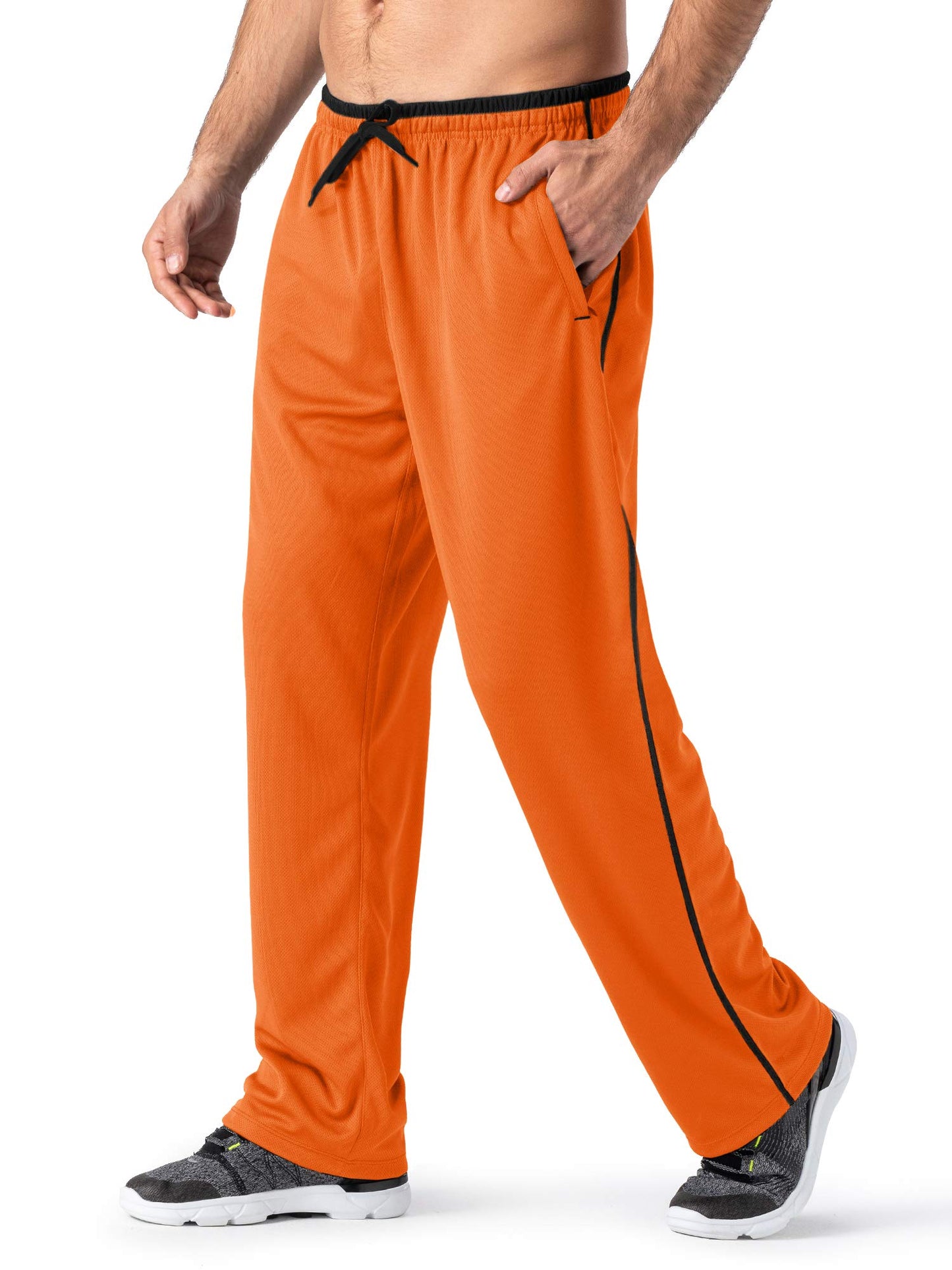 MAGNIVIT Men's Lightweight Sweatpants Loose Fit Open Bottom Mesh Athletic Pants with Zipper Pockets
