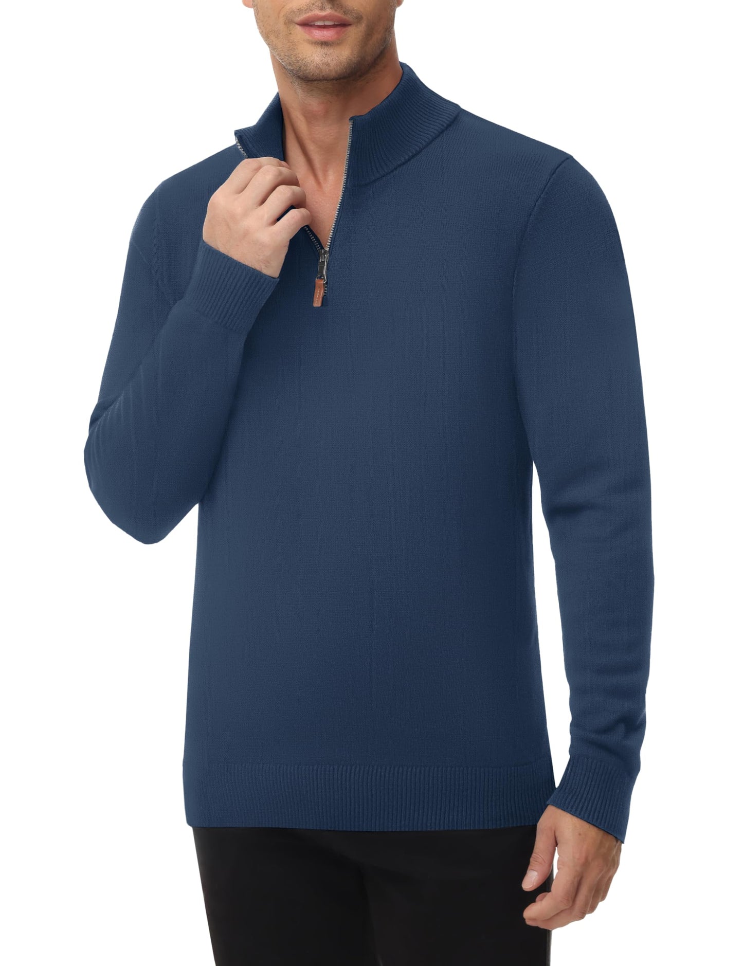 MAGNIVIT Men's Sweater Quarter Zip Pullover Fall Winter Spring Polo Sweatshirts