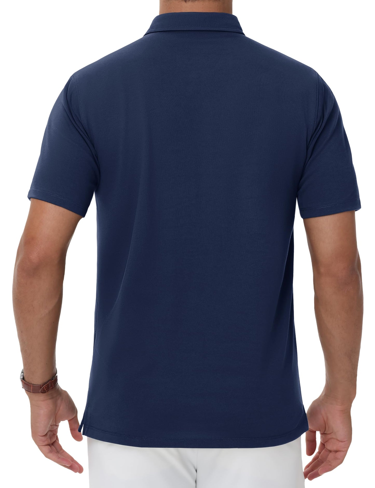 MAGNIVIT Men's Polo Shirt Short Sleeve 3 Button Cotton Pique Casual T-Shirts Moisture Wicking Performance Work Golf Tee