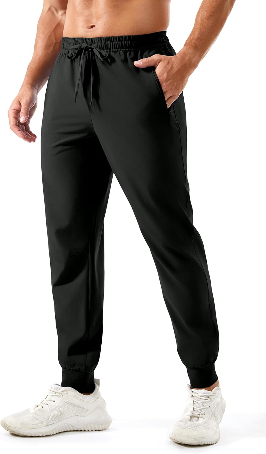 MAGNIVIT Men's Joggers with Zipper Pockets Lightweight Athletic Sweatpants Water Repellent Track Pants for Men Workout