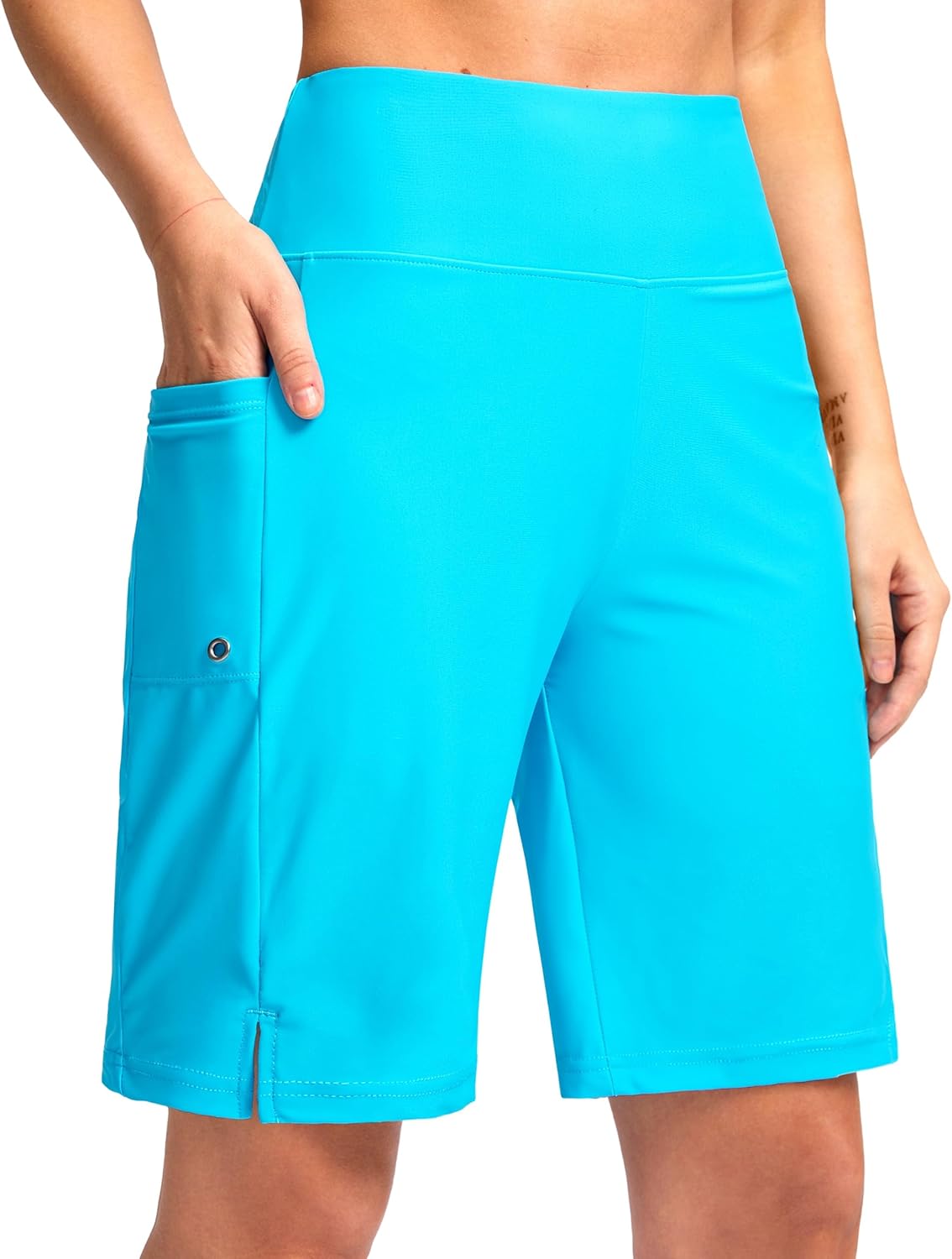 G Gradual Women's 9" Long Swim Board Shorts with Pockets High Waisted Knee Length Beach Swimming Shorts for Women with Liner