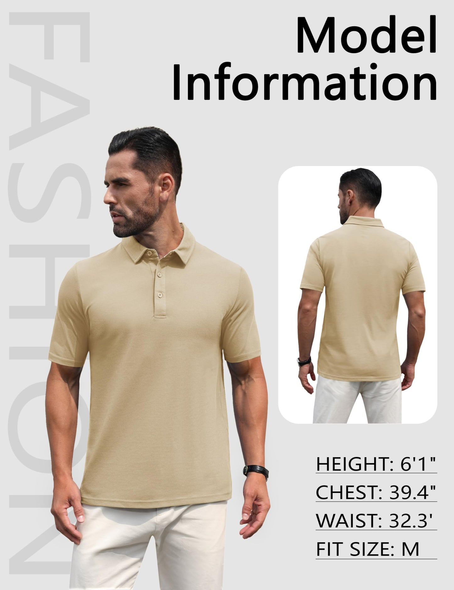 MAGNIVIT Mens Polo Shirts Short Sleeve Athletic Golf Shirts Moisture Wicking 3-Button Casual Cotton Collared Shirt