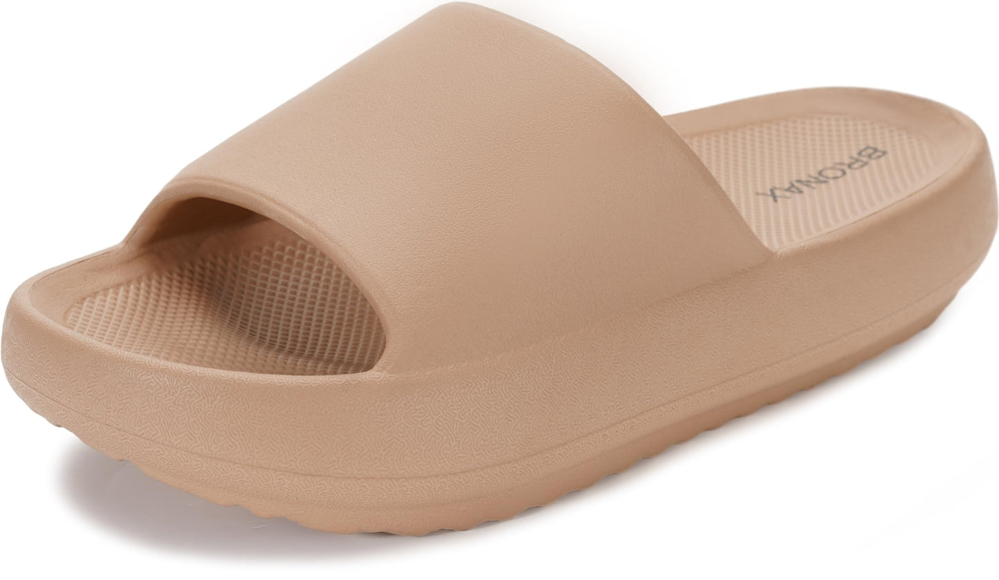 BRONAX Arch Support Slides for Women and Mens | Cushioned Thick Sole Pain Relief Slippers