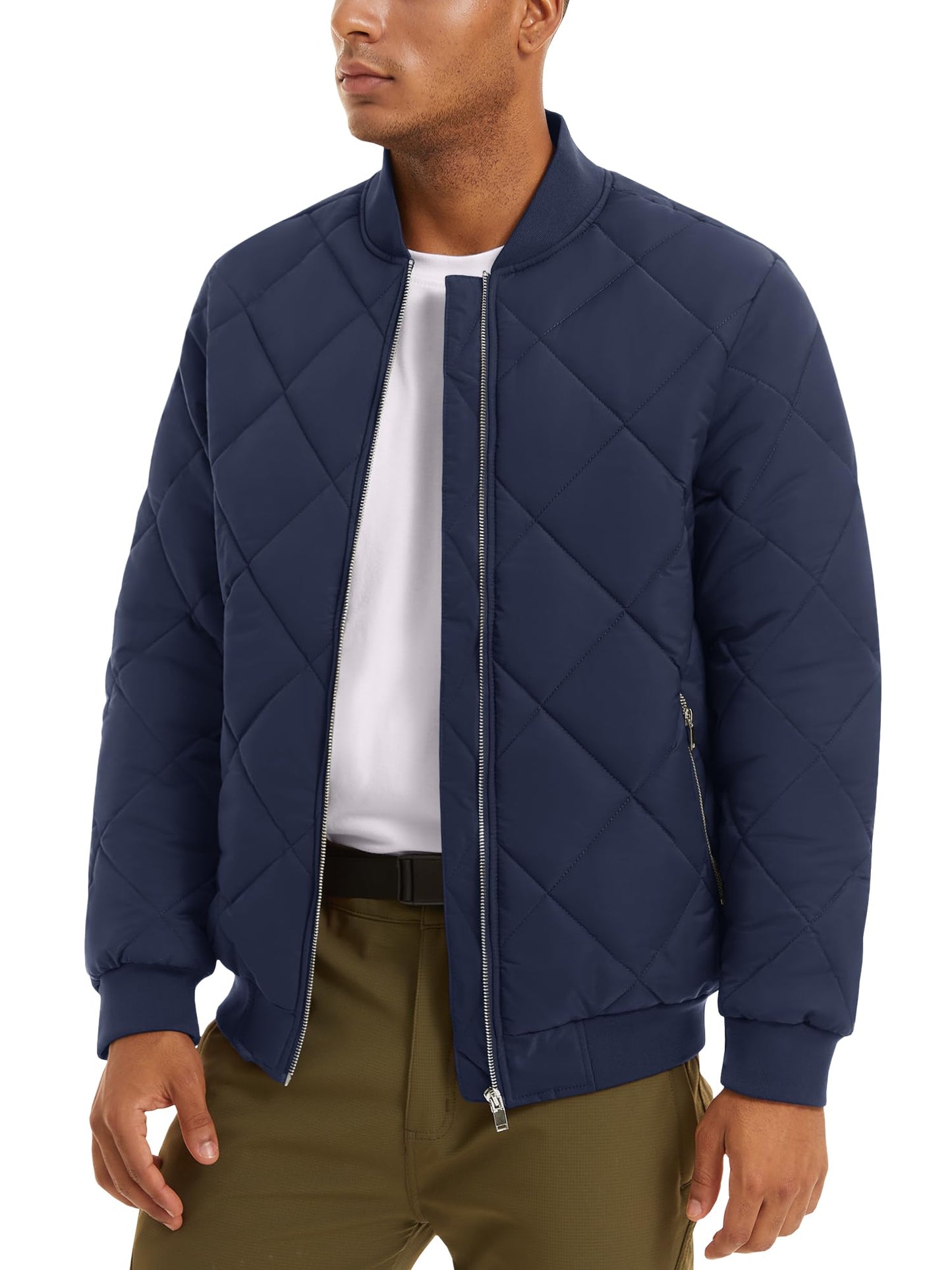 MAGNIVIT Men's Bomber Jacket Winter Fall Quilted Puffer Jacket Warm Padded Coats