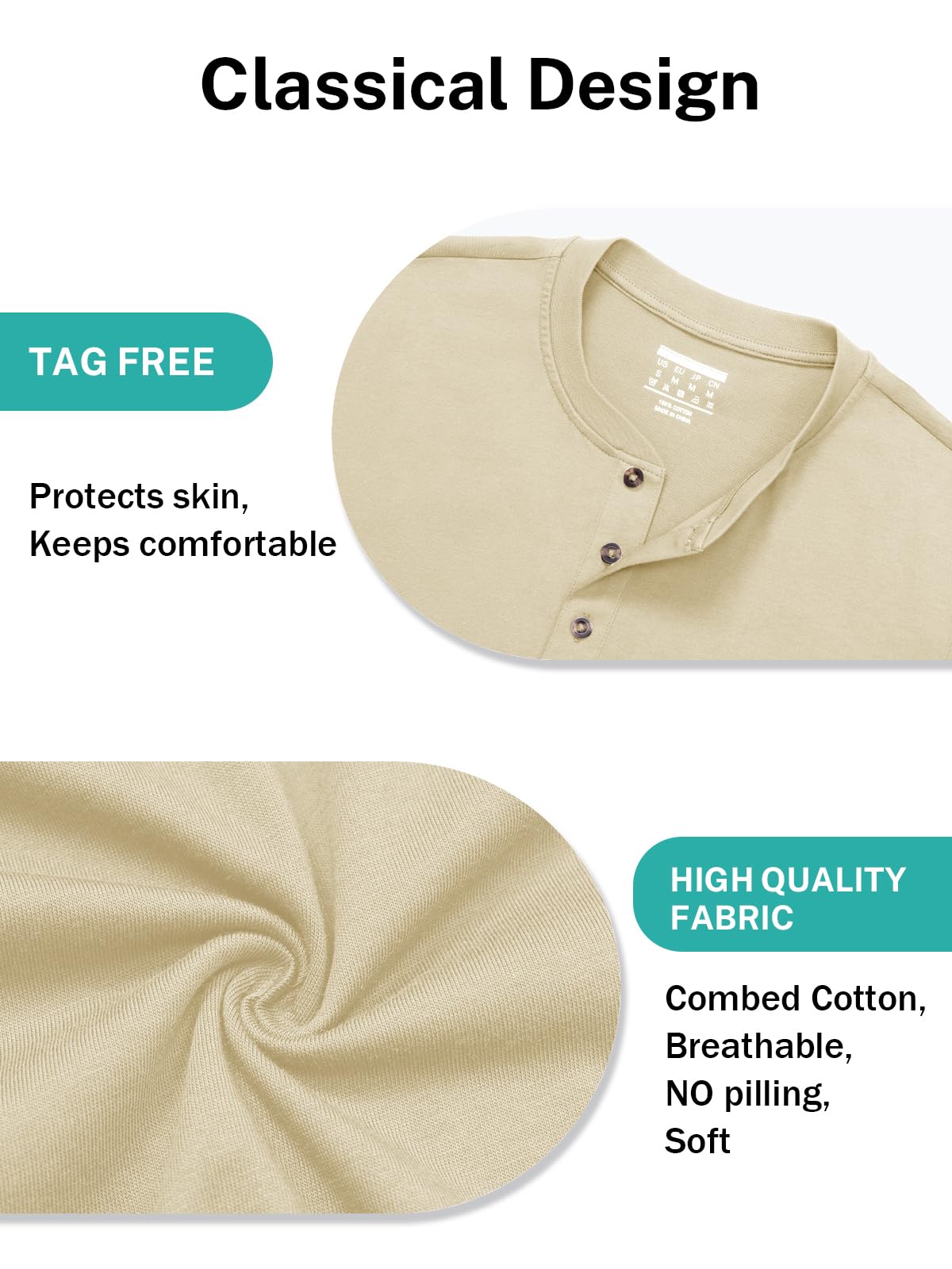 MAGNIVIT Men's Long Sleeve Henley Shirts Cotton 3-Button Spring Casual T-Shirts Solid Color Soft Basic Tops 2025