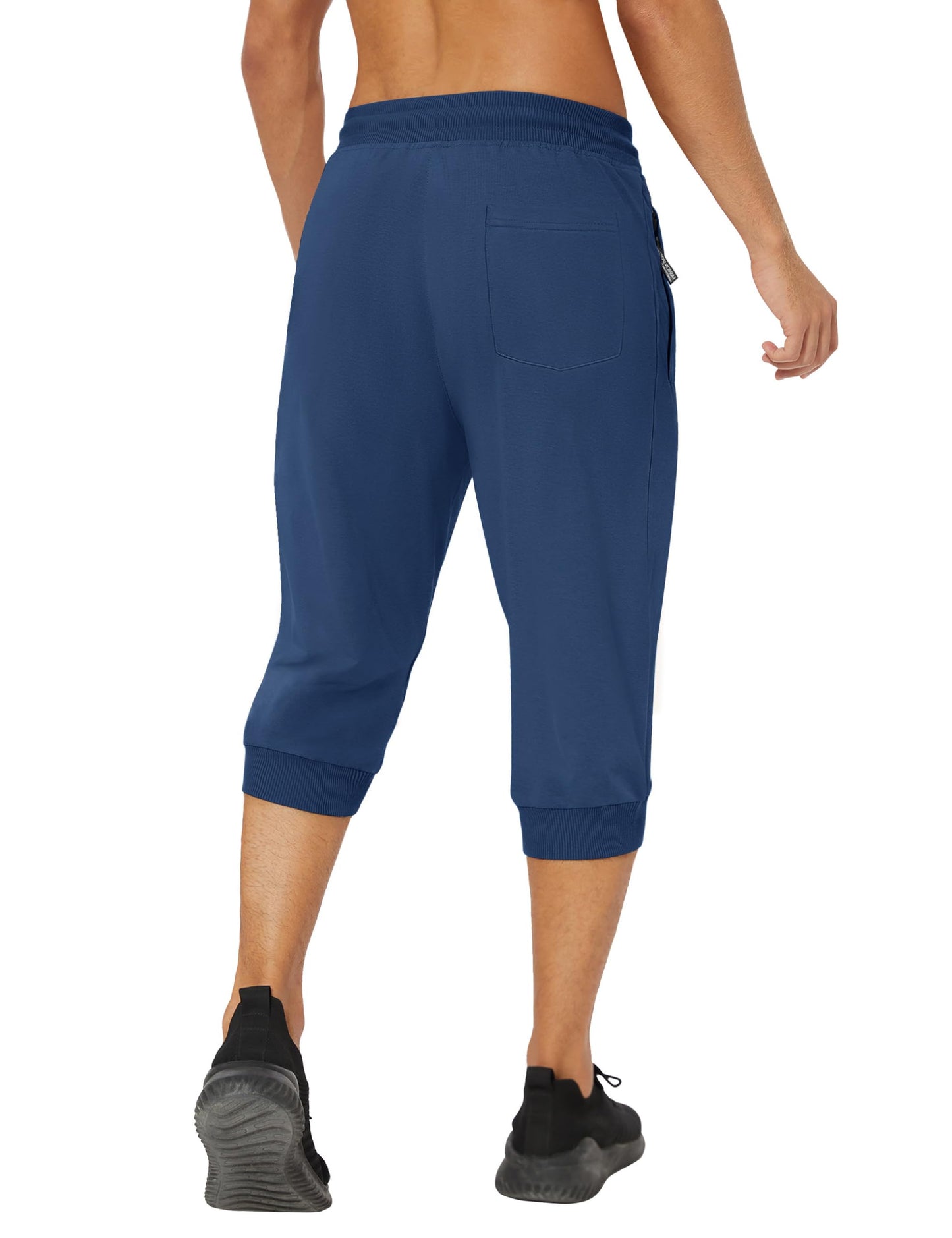 MAGNIVIT Men's 3/4 Jogger Capri Pants Workout Gym Below Knee Shorts Zipper Pockets Jogger Sweatpant Capris for Men