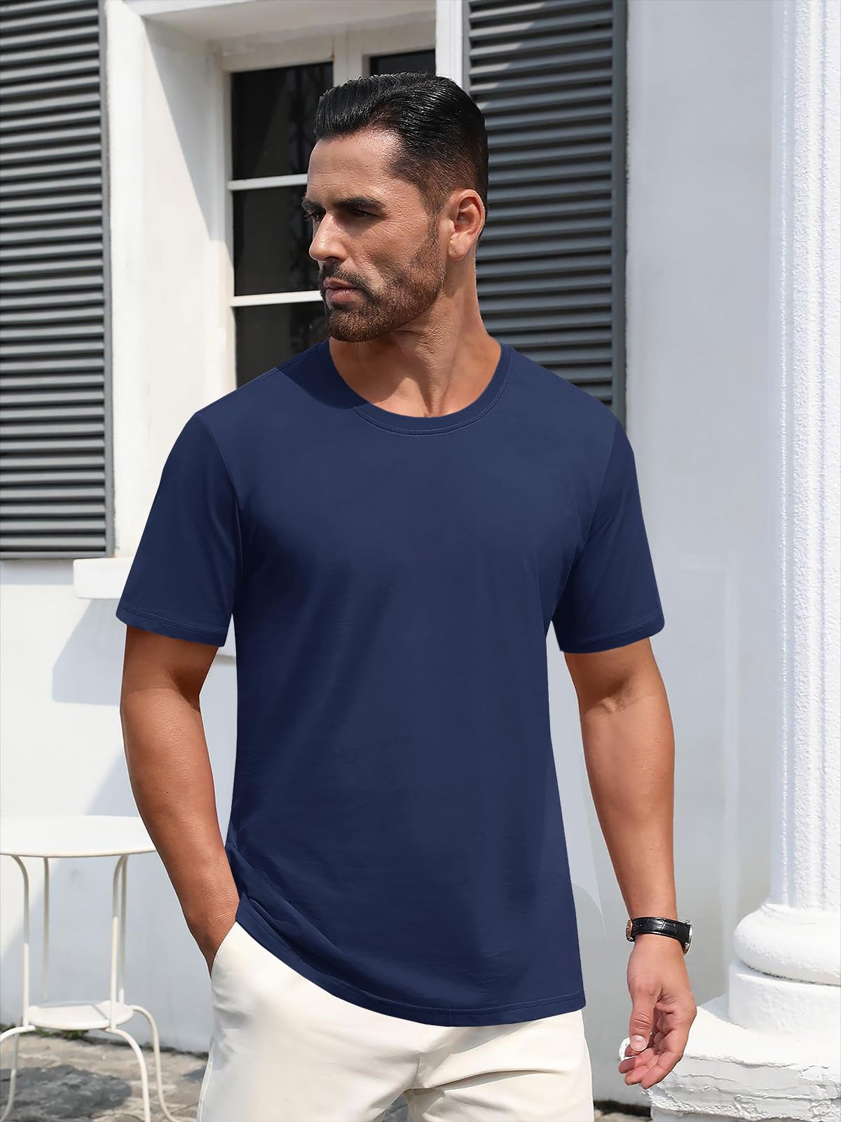 MAGNIVIT Men's Shirts Short Sleeve Cotton T-Shirt Crew Neck Light Tees Classic Basic Casual Tops Plain Soft Shirt