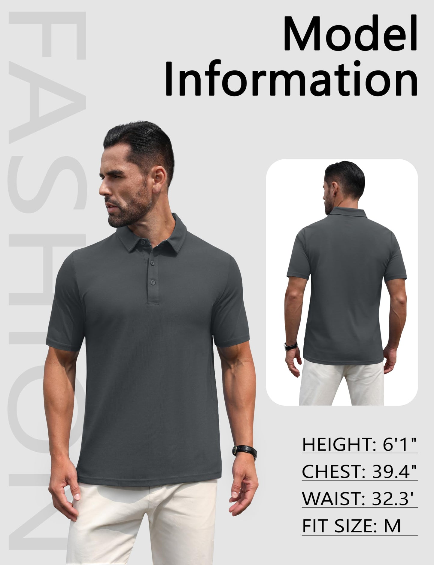 MAGNIVIT Mens Polo Shirts Short Sleeve Athletic Golf Shirts Moisture Wicking 3-Button Casual Cotton Collared Shirt