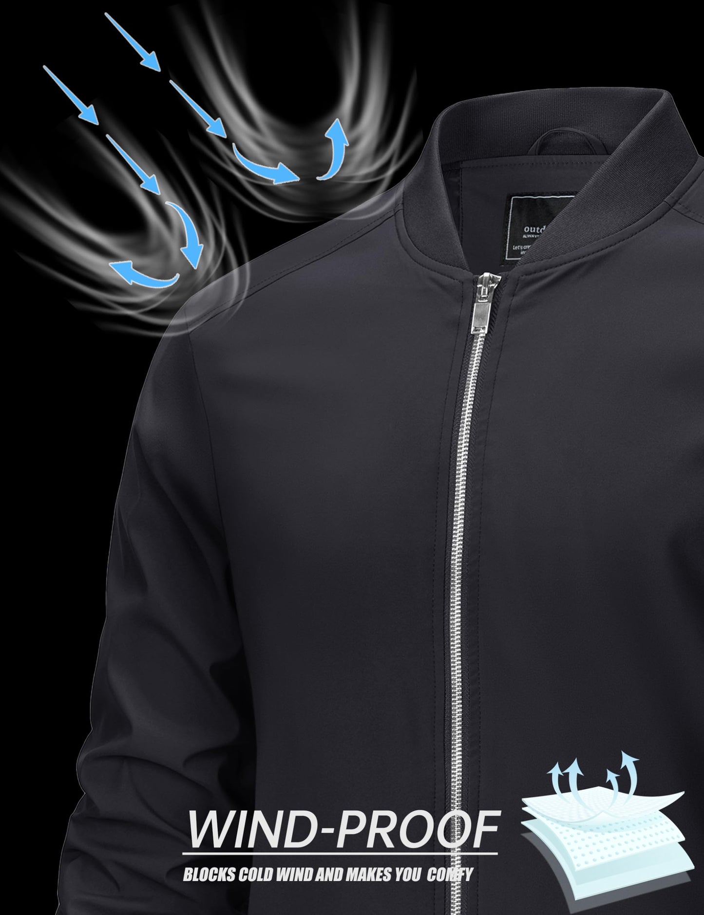 MAGNIVIT Men's Lightweight Bomber Jacket Windbreaker Casual Fall Spring Outdoor Coat