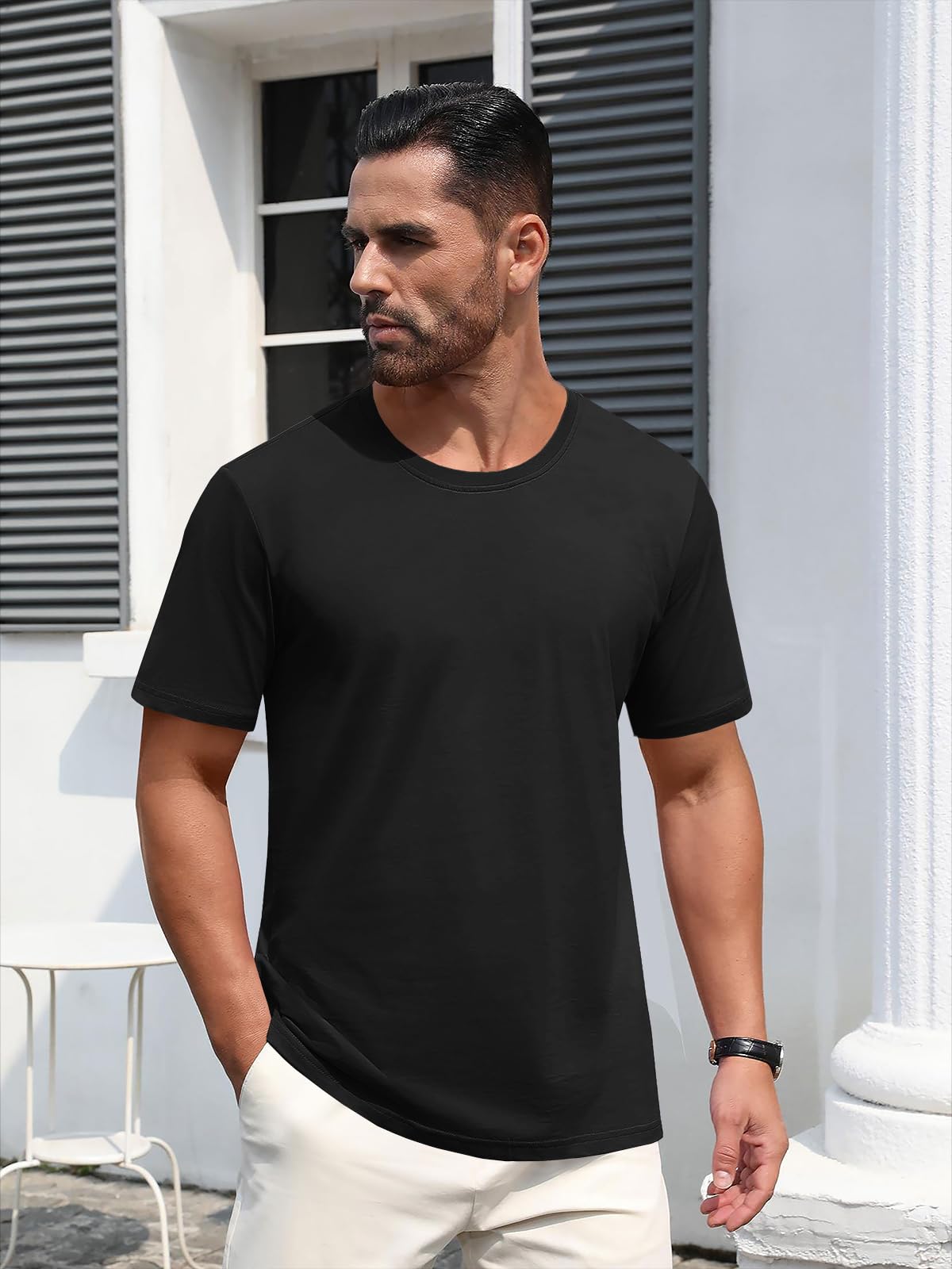 MAGNIVIT Men's Shirts Short Sleeve Cotton T-Shirt Crew Neck Light Tees Classic Basic Casual Tops Plain Soft Shirt