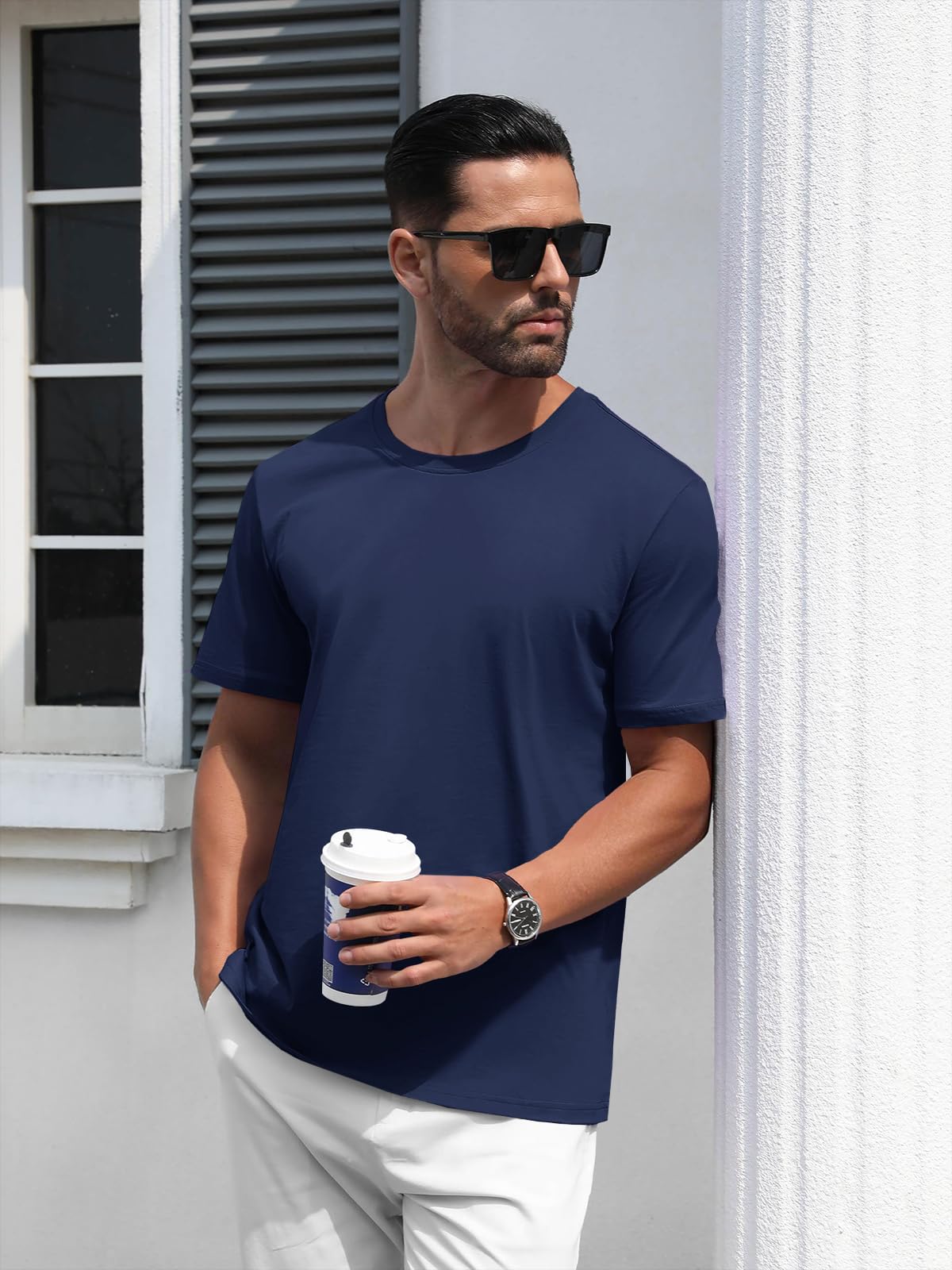 MAGNIVIT Men's Shirts Short Sleeve Cotton T-Shirt Crew Neck Light Tees Classic Basic Casual Tops Plain Soft Shirt