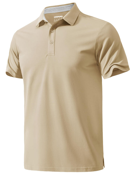 MAGNIVIT Mens Polo Shirts Short Sleeve Athletic Golf Shirts Moisture Wicking 3-Button Casual Cotton Collared Shirt