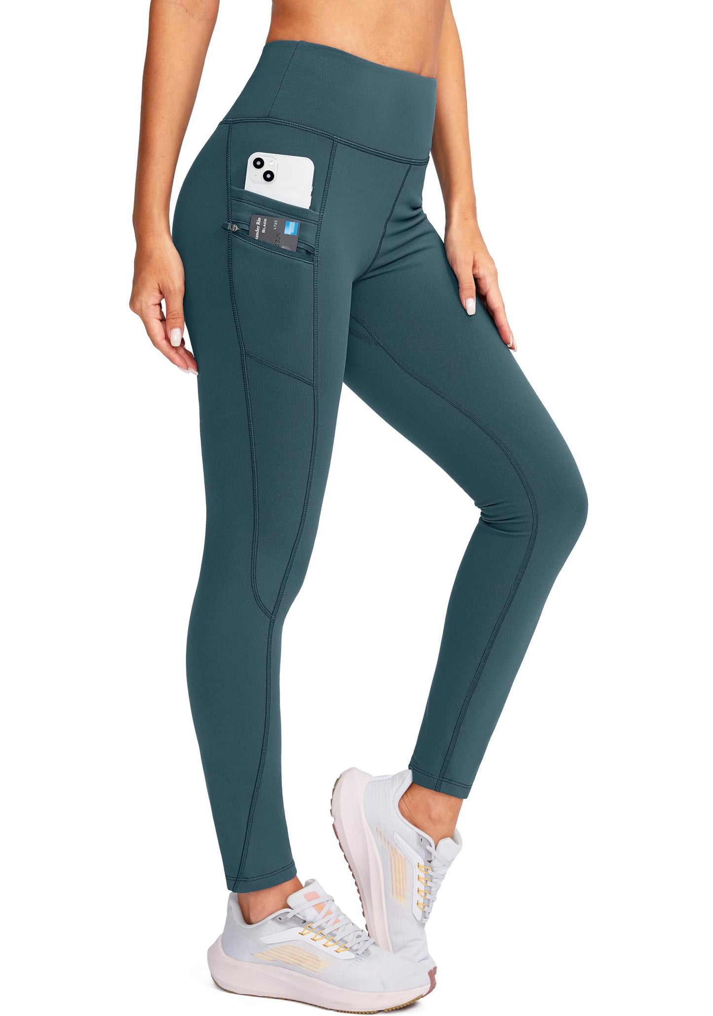 G Gradual Women's Fleece Lined Winter Leggings with Pockets Water Resistant High Waisted Thermal Warm Pants Running Hiking