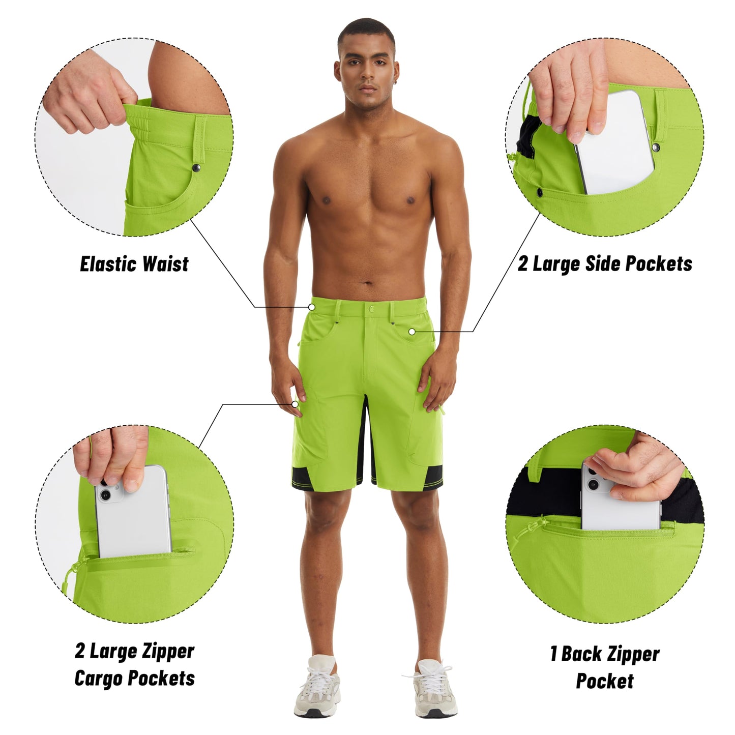 MAGNIVIT Men's Hiking Shorts Quick Dry Cargo Shorts Ripstop Tactical Water Repellent Work Shorts with Multi-Pockets