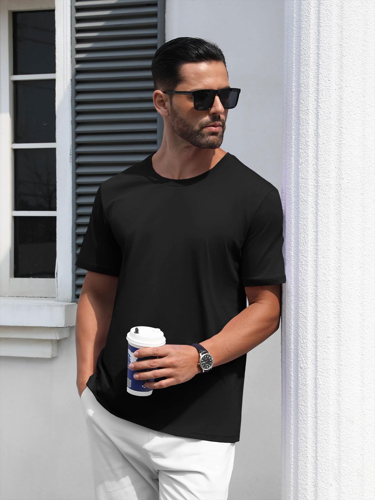 MAGNIVIT Men's Shirts Short Sleeve Cotton T-Shirt Crew Neck Light Tees Classic Basic Casual Tops Plain Soft Shirt