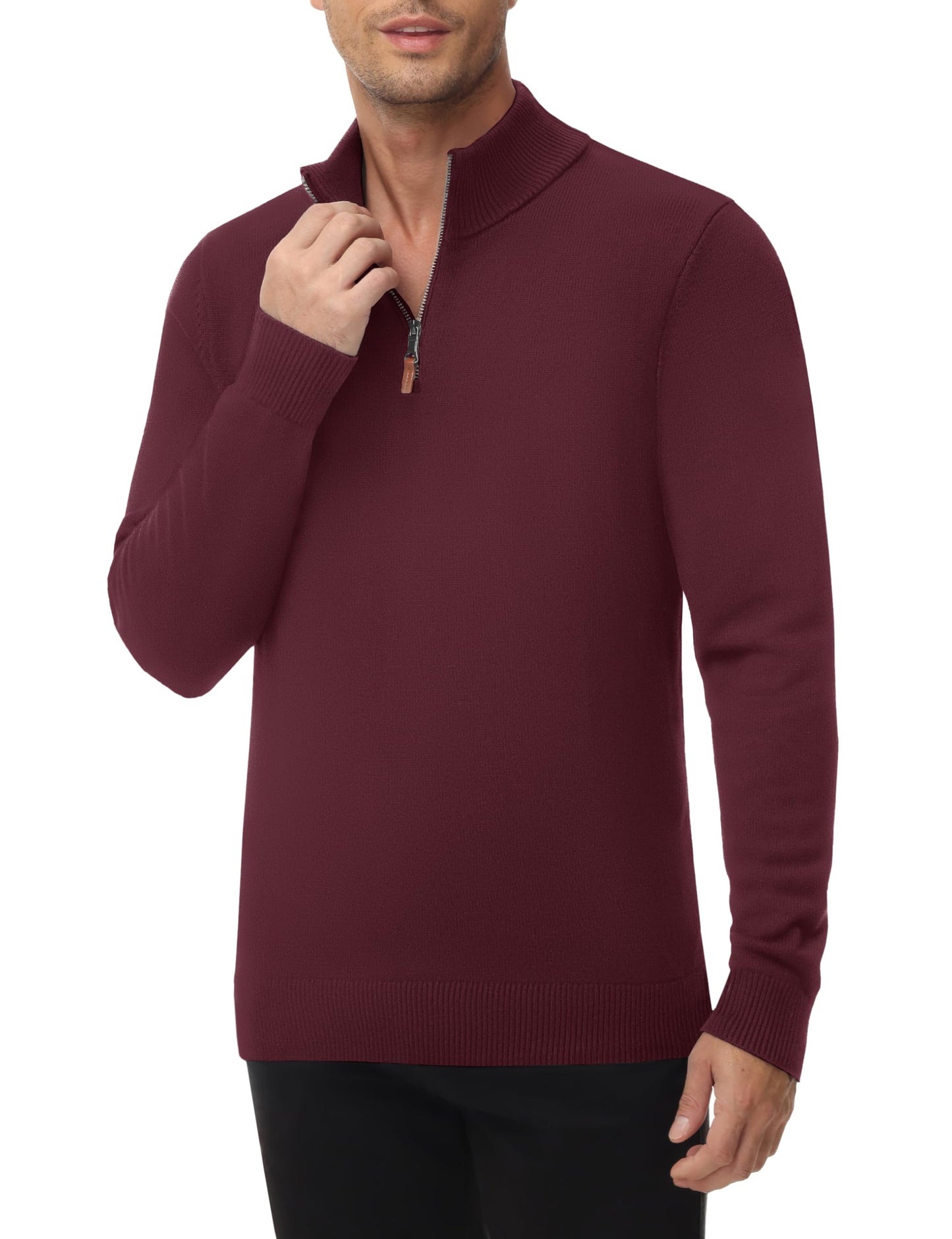 MAGNIVIT Men's Sweater Quarter Zip Pullover Fall Winter Spring Polo Sweatshirts