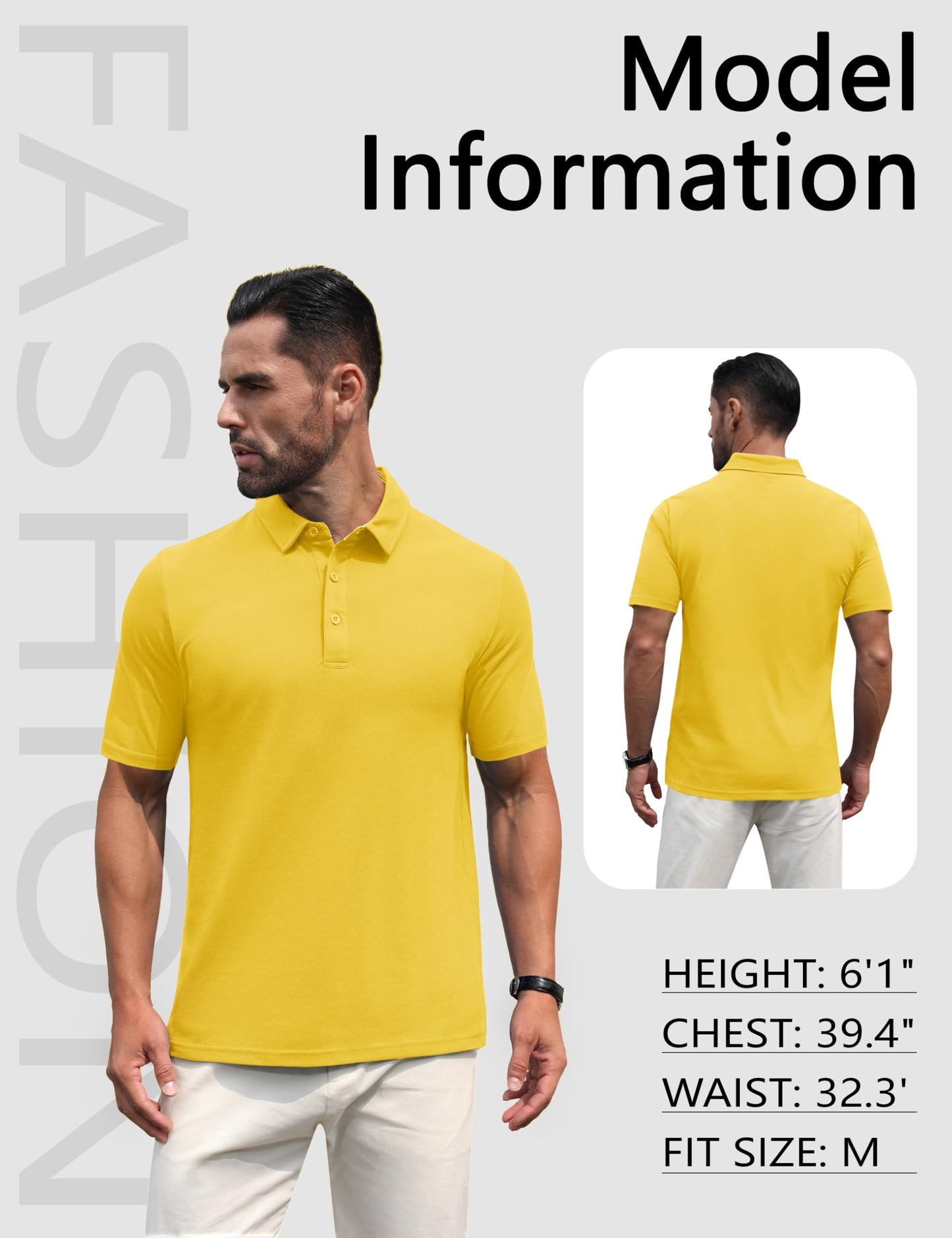 MAGNIVIT Mens Polo Shirts Short Sleeve Athletic Golf Shirts Moisture Wicking 3-Button Casual Cotton Collared Shirt