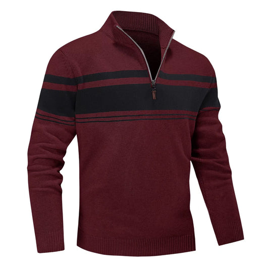 MAGNIVIT Men's Sweater Quarter Zip Striped Pullover Fall Winter Spring Color Block Polo Sweatshirts