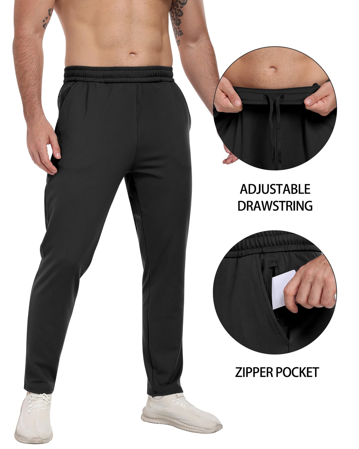 3 Pack Men's Workout Sweatpants with Pockets,Athletic Gym Tapered Joggers Pants for Men Running Pants