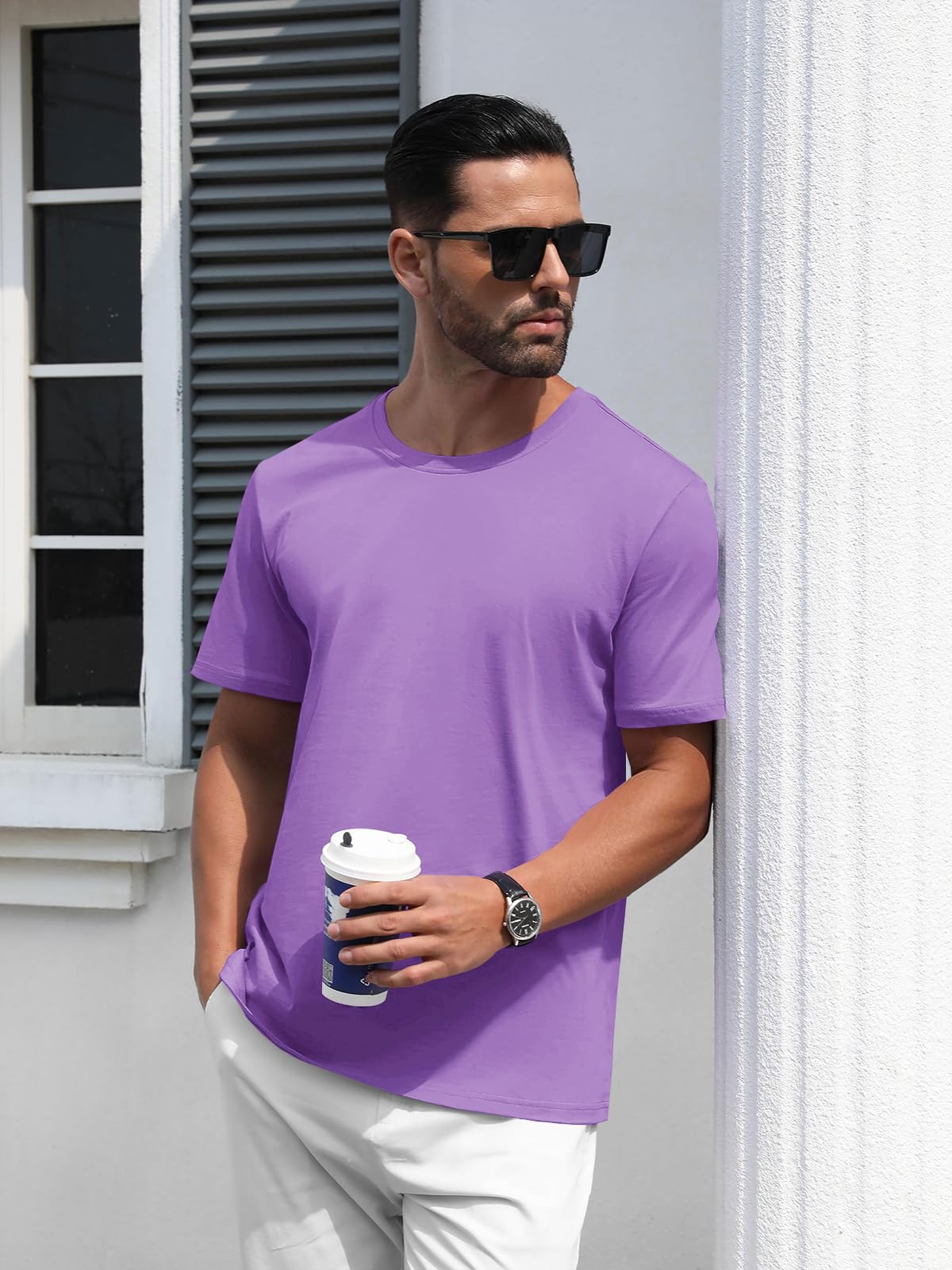 MAGNIVIT Men's Shirts Short Sleeve Cotton T-Shirt Crew Neck Light Tees Classic Basic Casual Tops Plain Soft Shirt