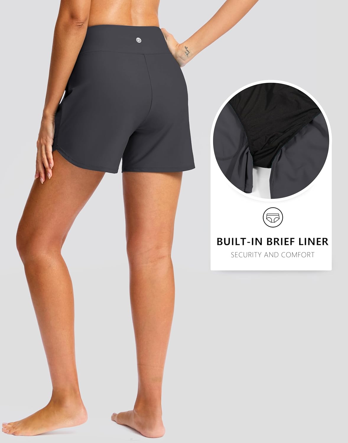 G Gradual Women's 5" Swim Board Shorts Quick Dry High Waisted Beach Shorts for Women Swimsuit Bottoms with Liner Pockets