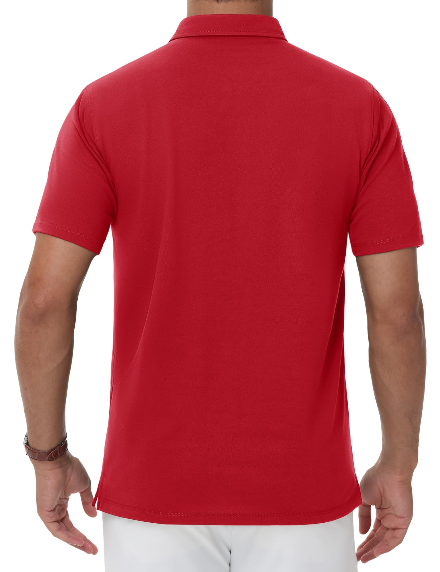 MAGNIVIT Men's Polo Shirt Short Sleeve 3 Button Cotton Pique Casual T-Shirts Moisture Wicking Performance Work Golf Tee