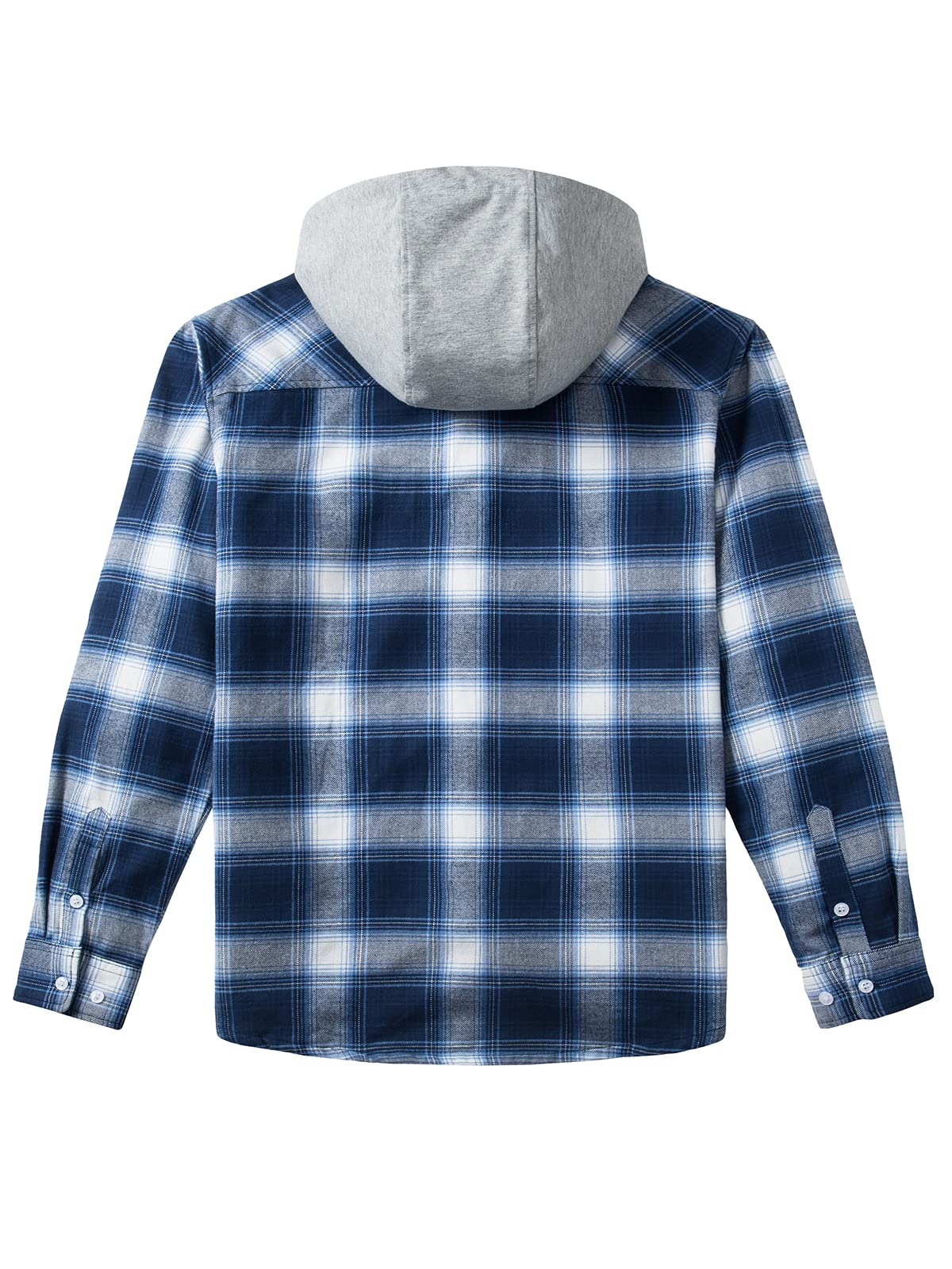 MAGNIVIT Mens Classic Plaid Long Sleeve Hooded Shirts Multi Pockets Thin Cotton Light Jacket Relaxed Fit Casual Outwear