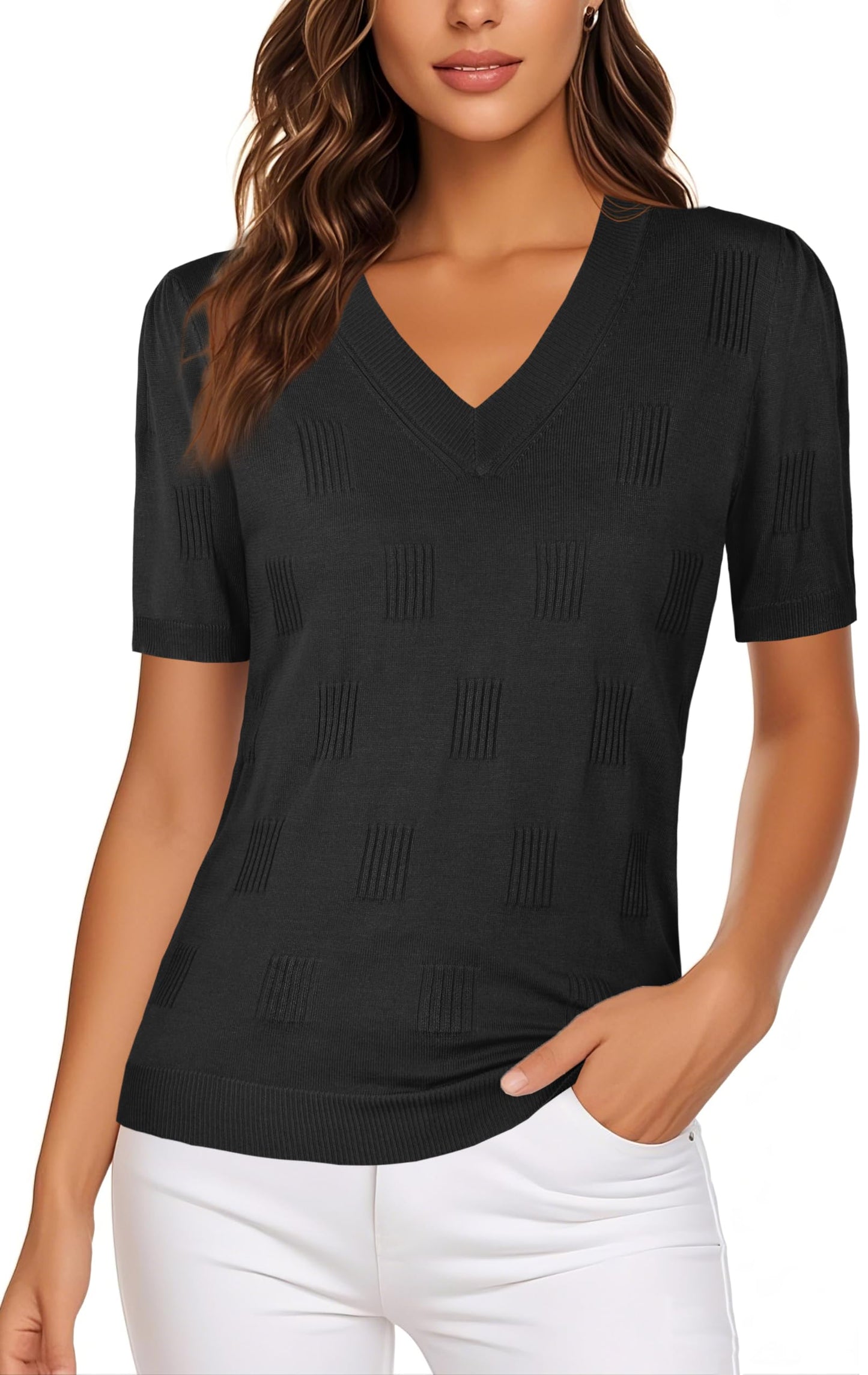 Ninedaily Women's Tops Short Sleeve Sweater Knit T-Shirts Dressy Casual Blouses