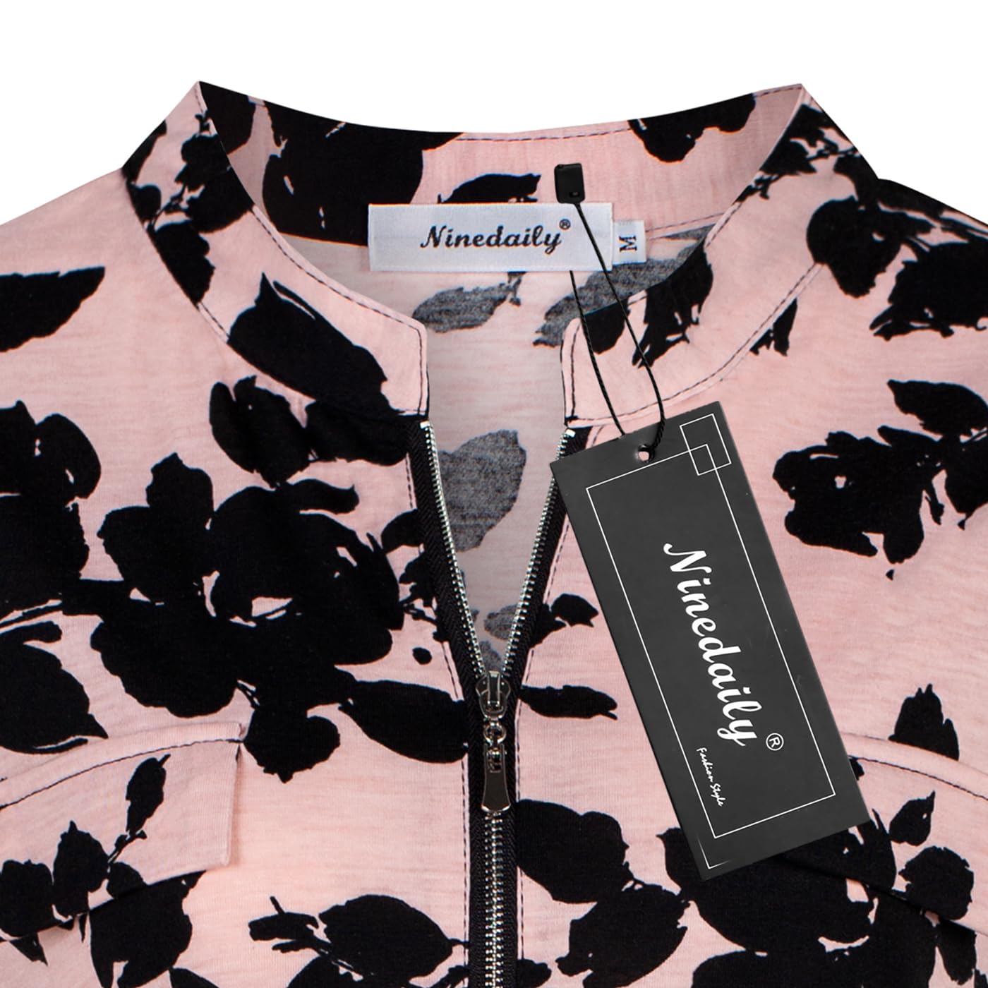 Ninedaily Women's Summer Tops Short Sleeve Casual Blouse Zip Floral Tunic Shirts
